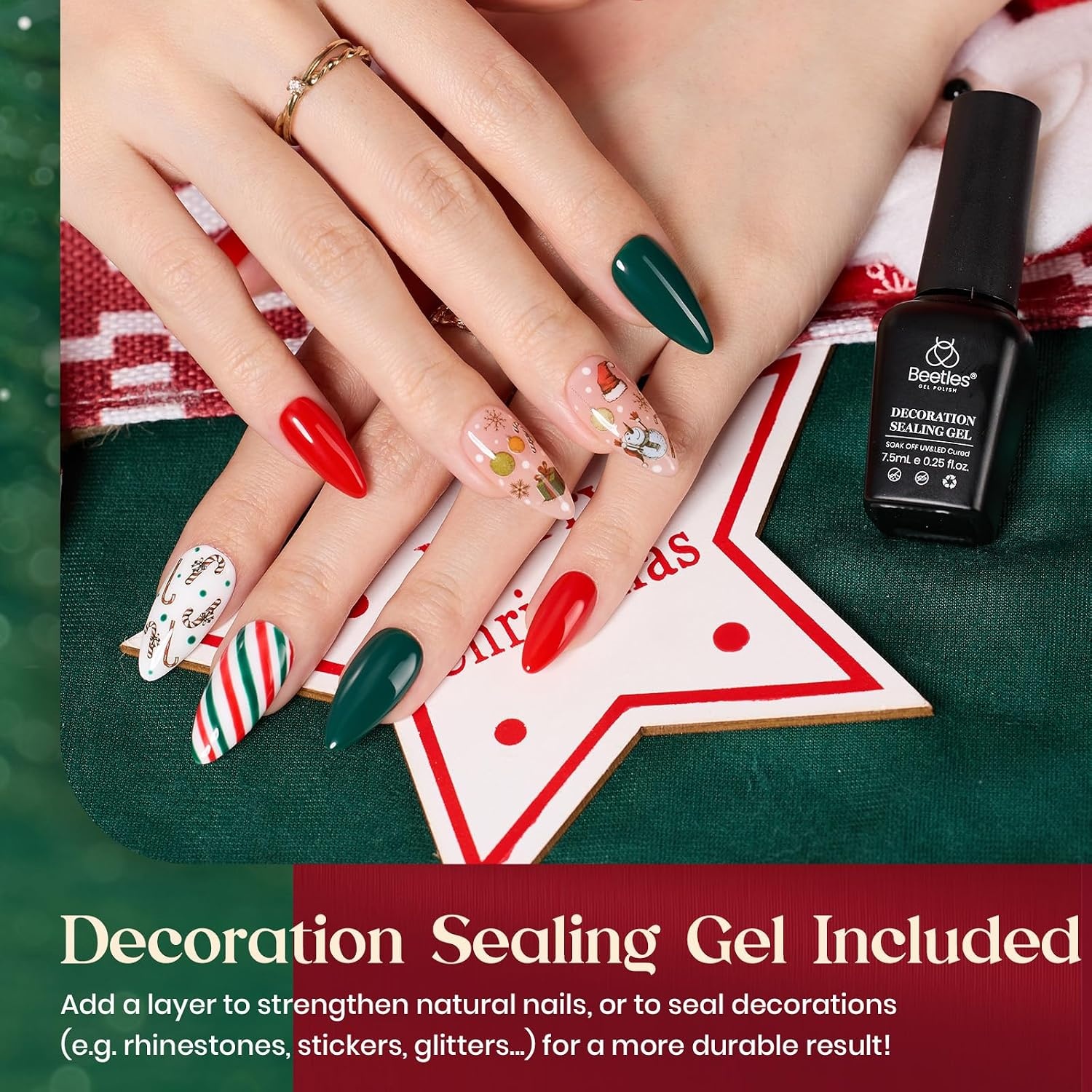 image:imageBeetles Gel Nail Polish 6 Colors Pink Purple Burgundy Red Plum Glitter Gel Polish Ruby Sonatas Collection Soak Off Uv Lamp Cured Nail Art Design Nails Gift for Women DIY Manicure00 0Red Happy Holidays