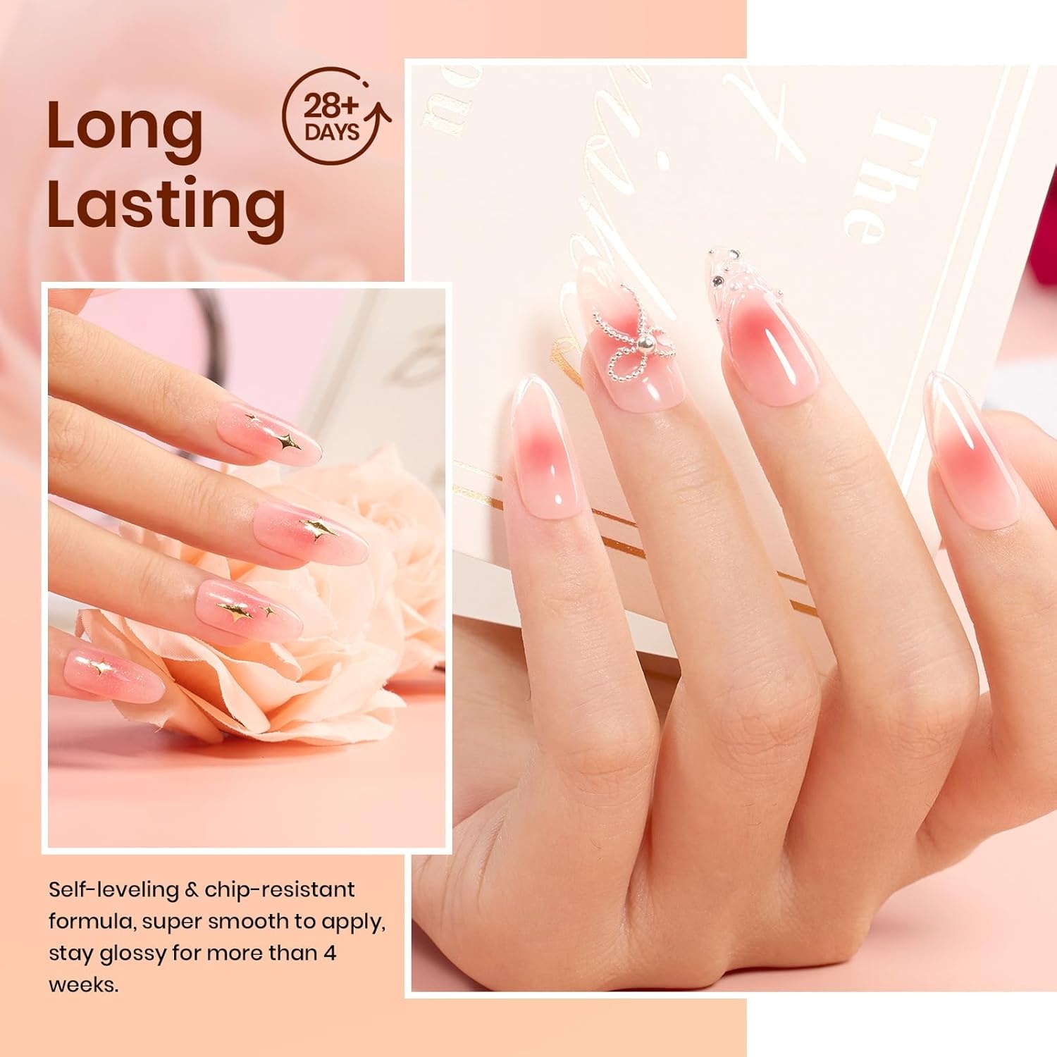 image:imageBeetles Gel Nail Polish 6 Colors Pink Purple Burgundy Red Plum Glitter Gel Polish Ruby Sonatas Collection Soak Off Uv Lamp Cured Nail Art Design Nails Gift for Women DIY Manicure08Color Sunset Rose