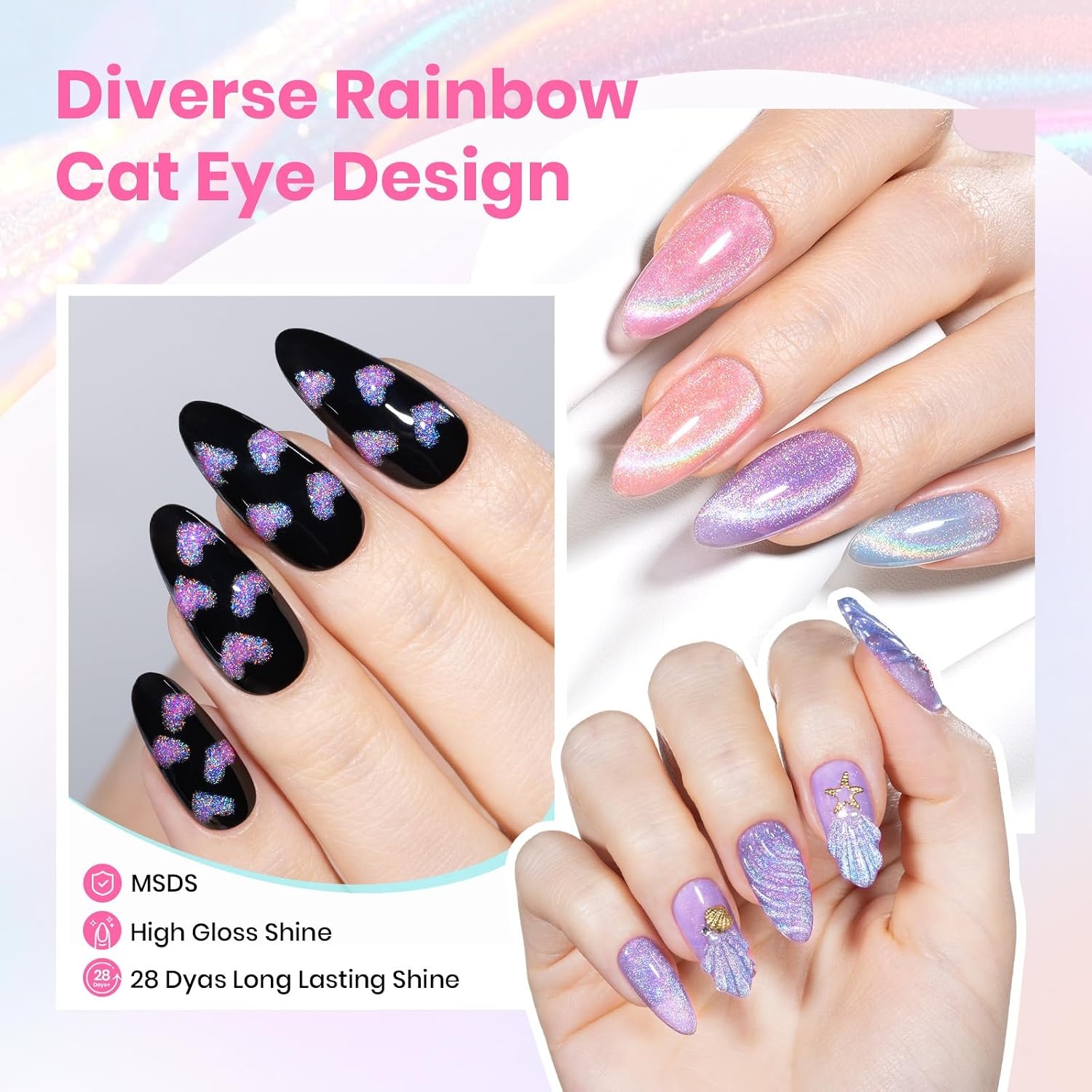 image:imageBeetles Gel Nail Polish 6 Colors Pink Purple Burgundy Red Plum Glitter Gel Polish Ruby Sonatas Collection Soak Off Uv Lamp Cured Nail Art Design Nails Gift for Women DIY ManicureIridescent Halo