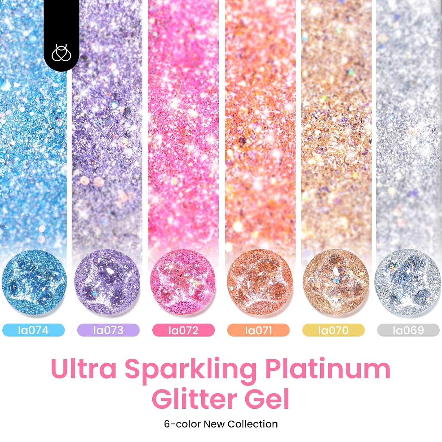 image:imageBeetles Glitter Gel Nail Polish 6 Colors Sparkle Silver Pink Blue Gel Polish Set Soak Off Uv Diy Manicure Kit Gifts for Women24Wonder Glam