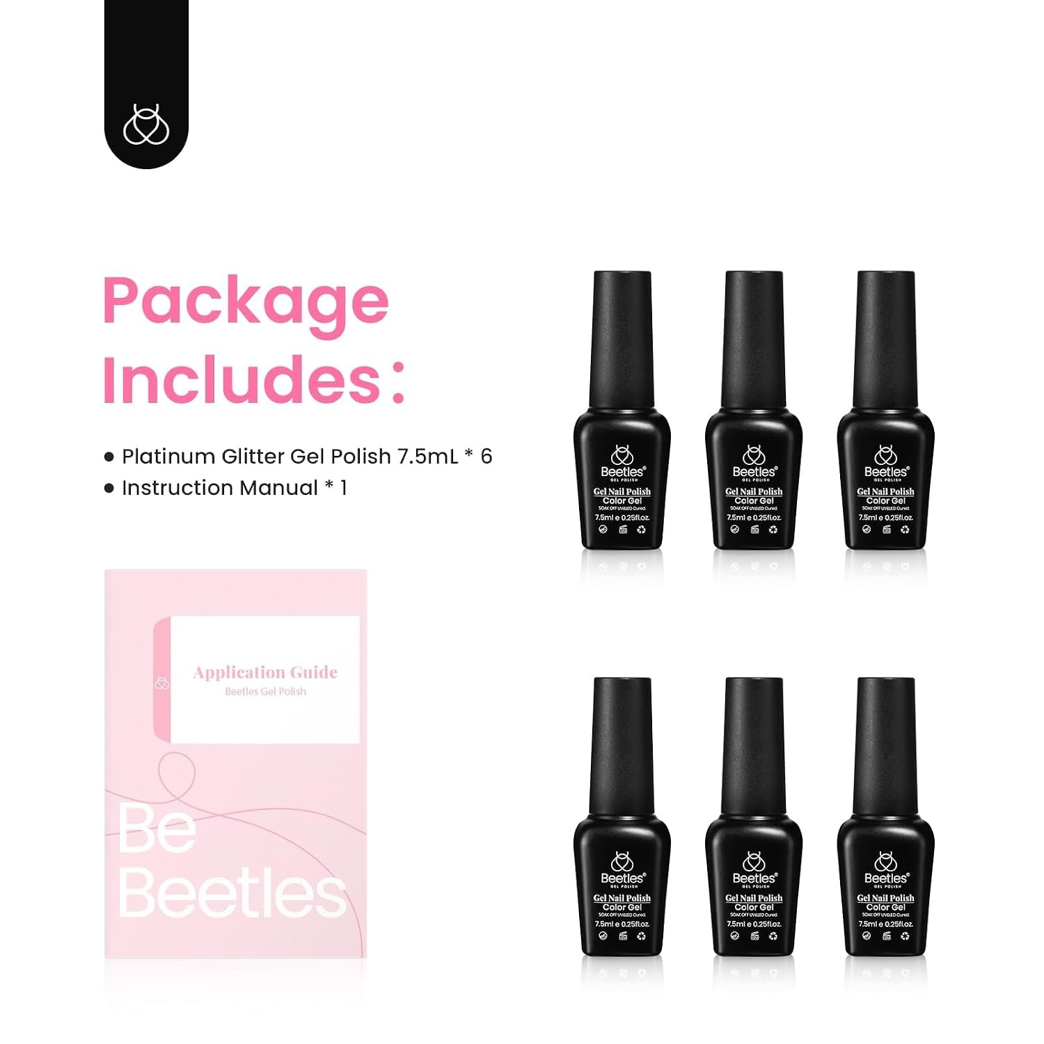 image:imageBeetles Glitter Gel Nail Polish 6 Colors Sparkle Silver Pink Blue Gel Polish Set Soak Off Uv Diy Manicure Kit Gifts for Women24Wonder Glam