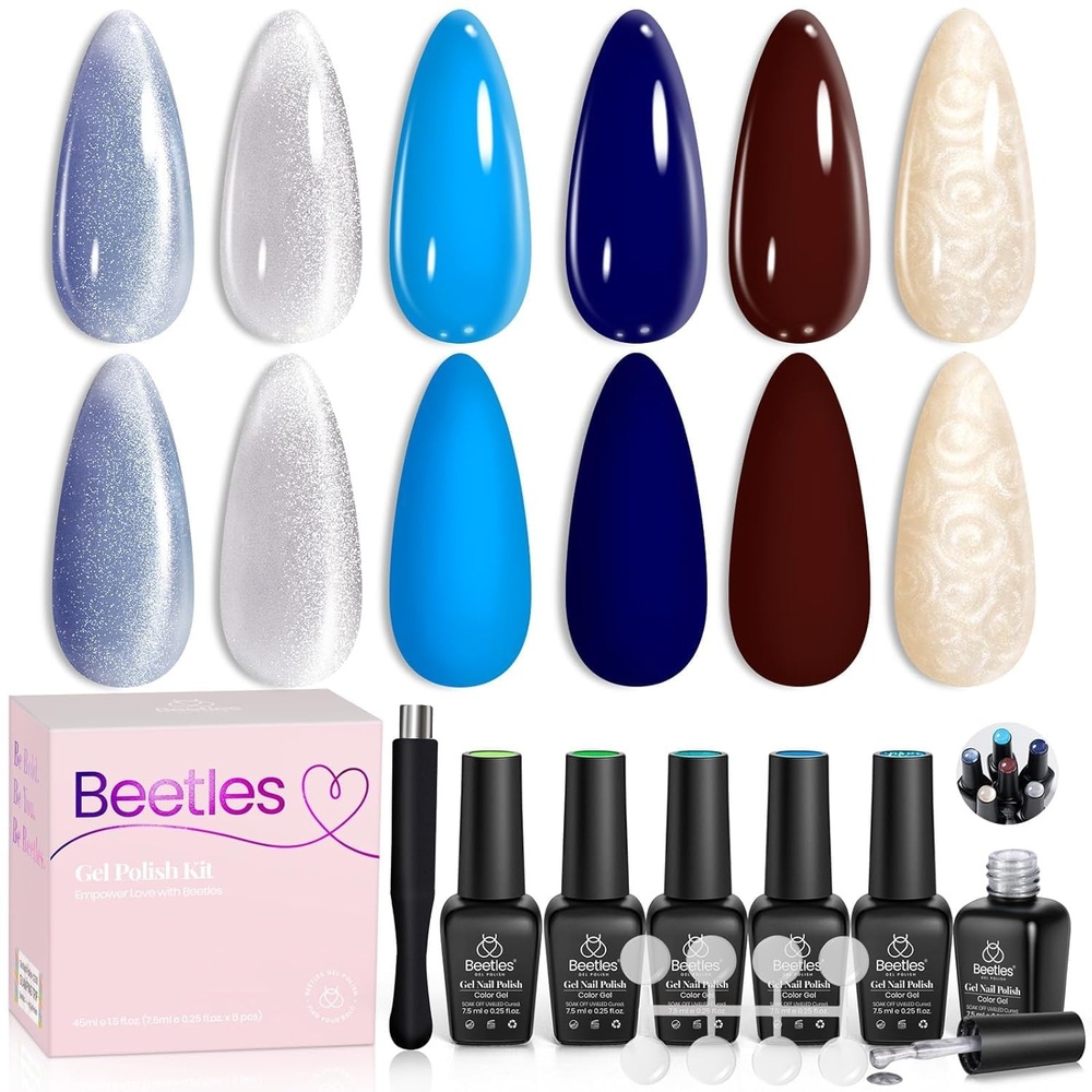 image:imageBeetles Gel Nail Polish 6 Colors Pink Purple Burgundy Red Plum Glitter Gel Polish Ruby Sonatas Collection Soak Off Uv Lamp Cured Nail Art Design Nails Gift for Women DIY Manicure000Glamorous Metamorph