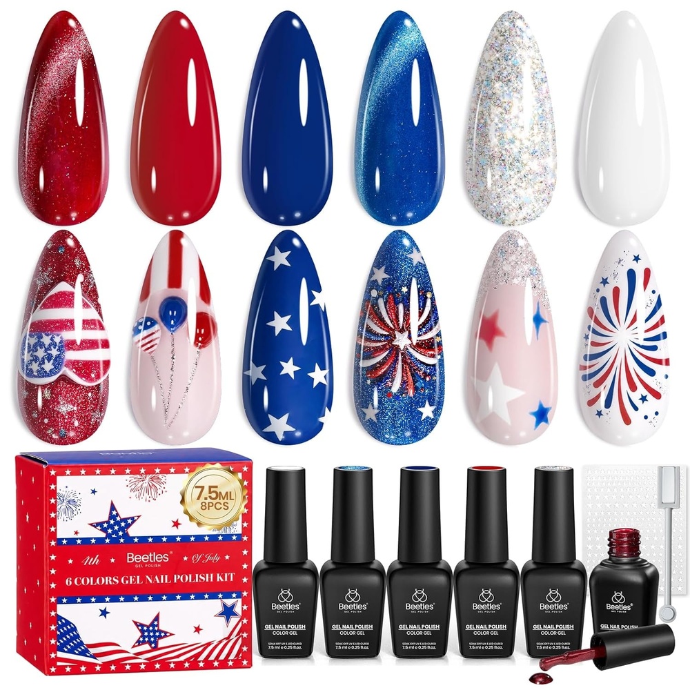 image:imageBeetles Gel Nail Polish 6 Colors Pink Purple Burgundy Red Plum Glitter Gel Polish Ruby Sonatas Collection Soak Off Uv Lamp Cured Nail Art Design Nails Gift for Women DIY ManicureFreedom in Firelight