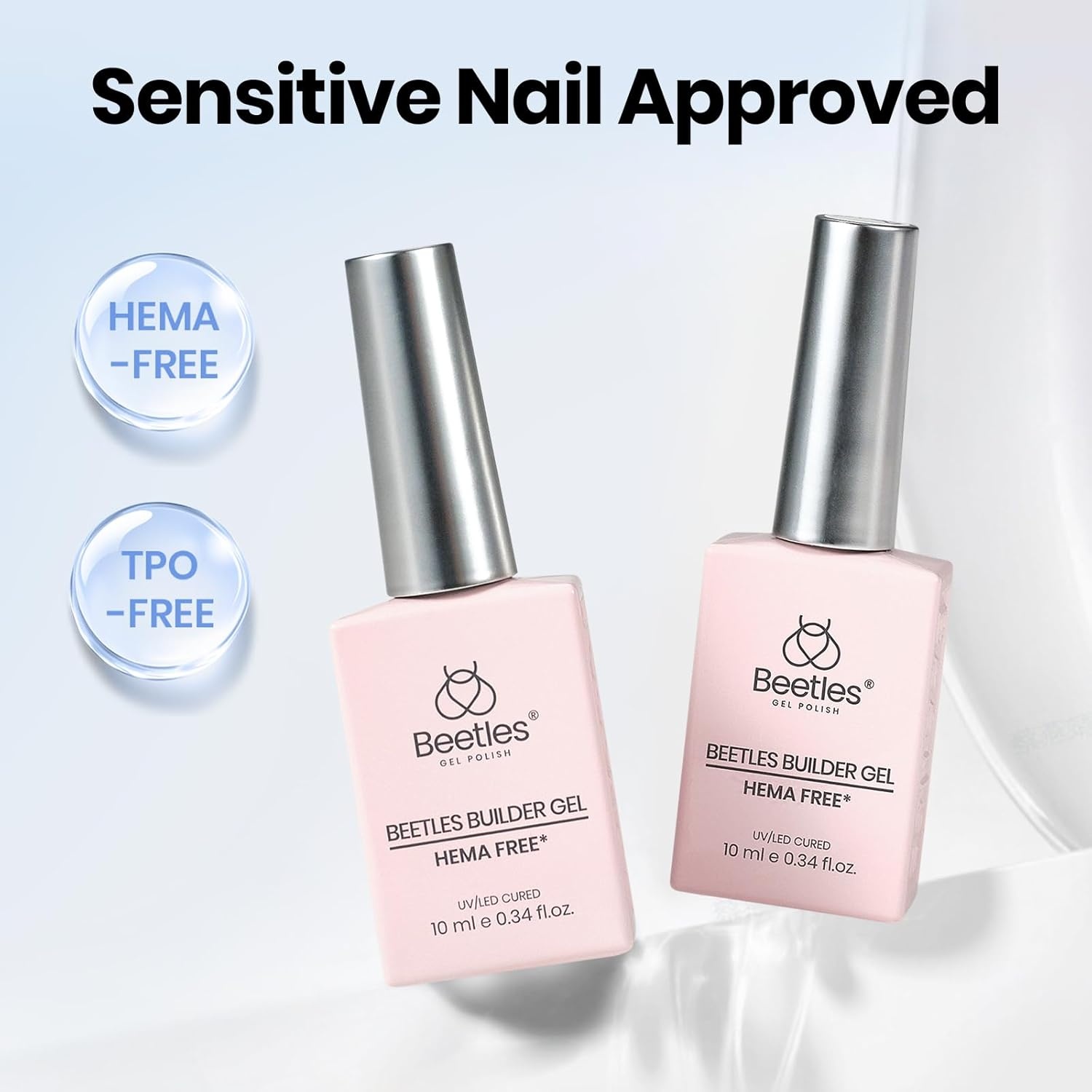 image:imageBeetles Builder Gel for Nails HEMAFree 15 ML 7 in 1 Pink Glitter Builder Nail Gel for Nail Instant Apex amp Nail Extension Builder Strengthening Nail Art Design for Beginner WomenUV amp LED Lamp NeededB Clear White HEMAFree Kit 2 x 10 mL