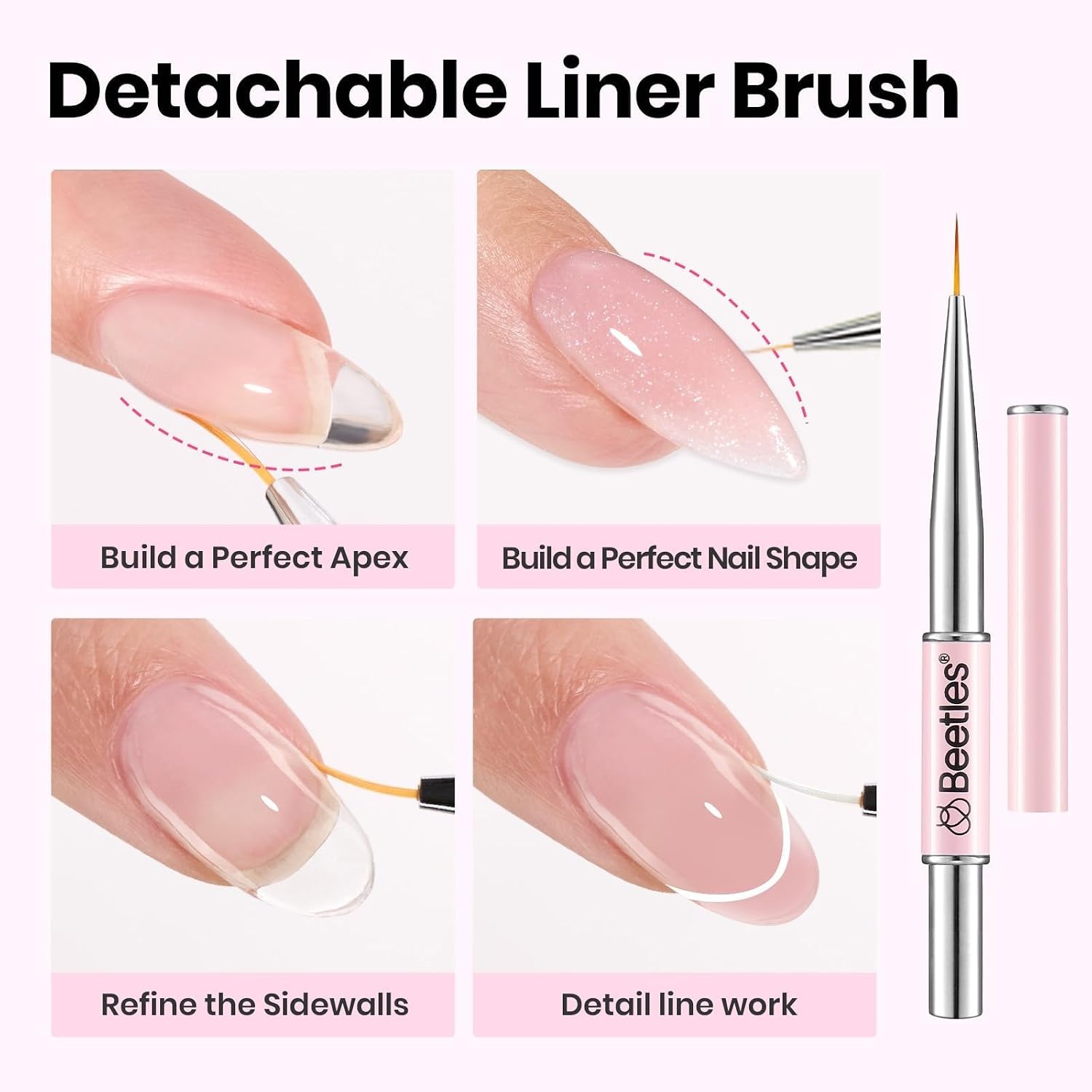 image:imageBeetles Builder Gel for Nails HEMAFree 15 ML 7 in 1 Pink Glitter Builder Nail Gel for Nail Instant Apex amp Nail Extension Builder Strengthening Nail Art Design for Beginner WomenUV amp LED Lamp NeededB Clear Sheer Pink HEMAFree 2 x 10 mL