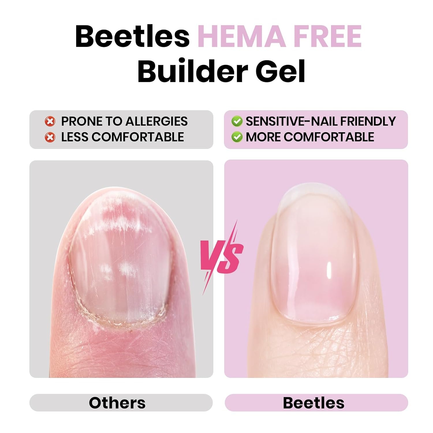 image:imageBeetles Builder Gel for Nails HEMAFree 15 ML 7 in 1 Pink Glitter Builder Nail Gel for Nail Instant Apex amp Nail Extension Builder Strengthening Nail Art Design for Beginner WomenUV amp LED Lamp NeededB Glitter Purple HEMAFree 2 x 75 mL