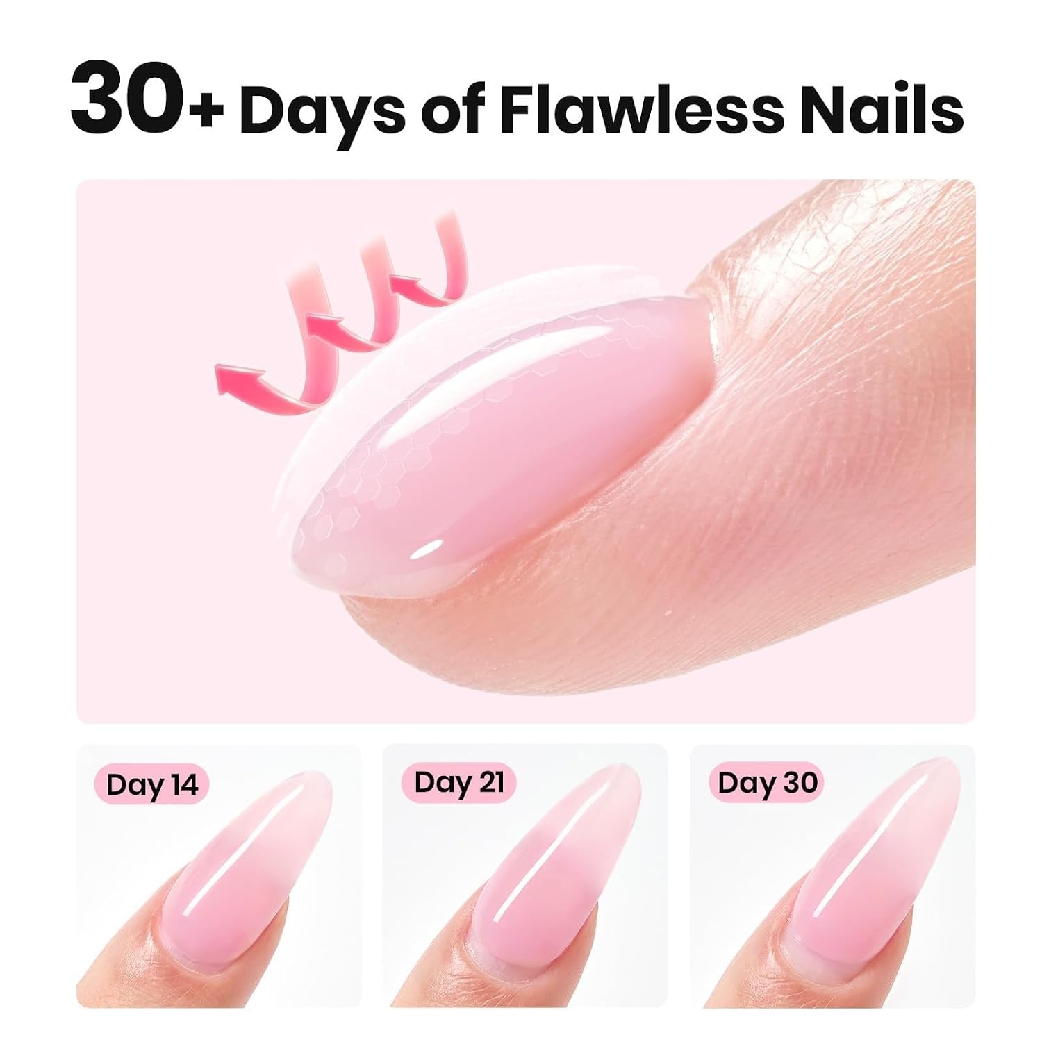 image:imageBeetles Builder Gel for Nails HEMAFree 15 ML 7 in 1 Pink Glitter Builder Nail Gel for Nail Instant Apex amp Nail Extension Builder Strengthening Nail Art Design for Beginner WomenUV amp LED Lamp NeededA Clear Pink 2 x 15 mL