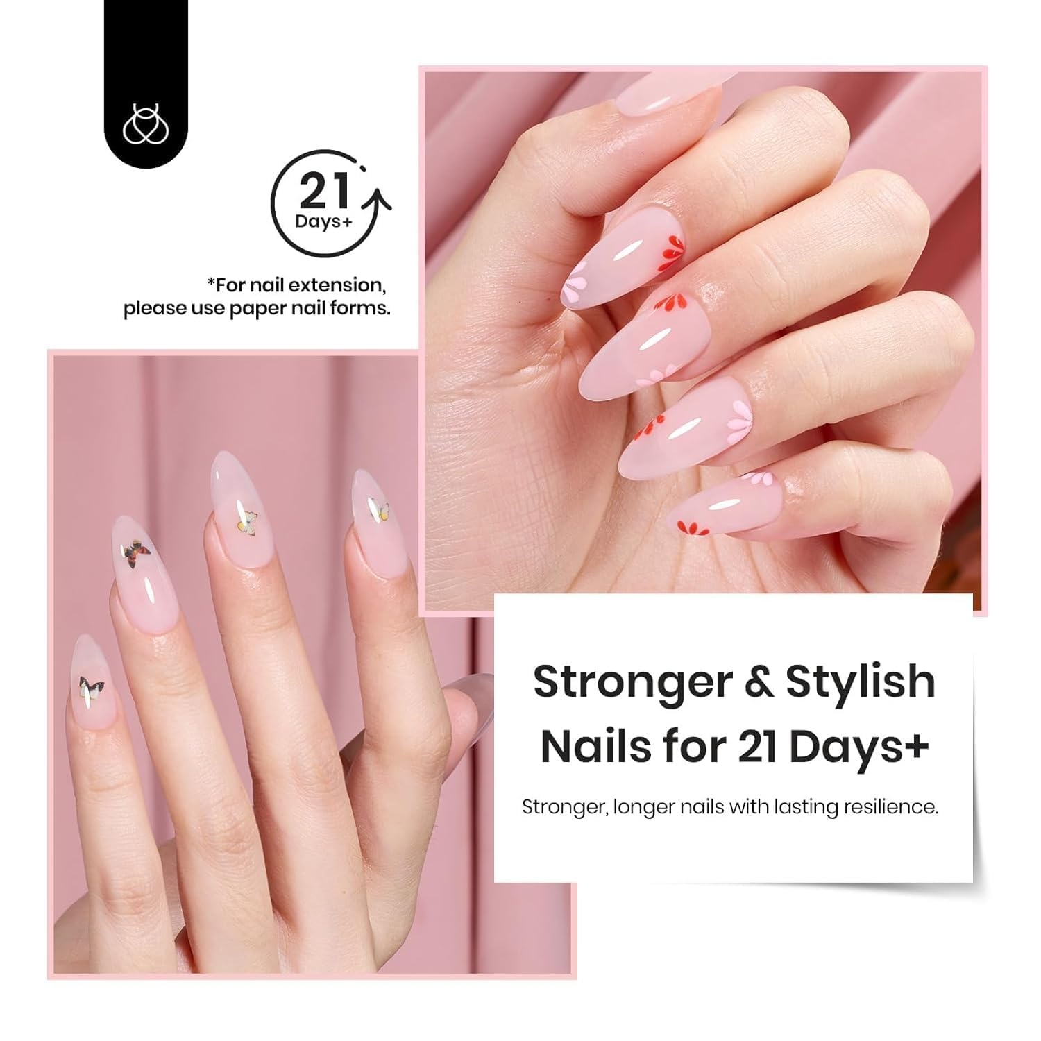 image:imageBeetles Builder Gel for Nails HEMAFree 15 ML 7 in 1 Pink Glitter Builder Nail Gel for Nail Instant Apex amp Nail Extension Builder Strengthening Nail Art Design for Beginner WomenUV amp LED Lamp NeededB Nude Light Pink HEMAFree 15 mL