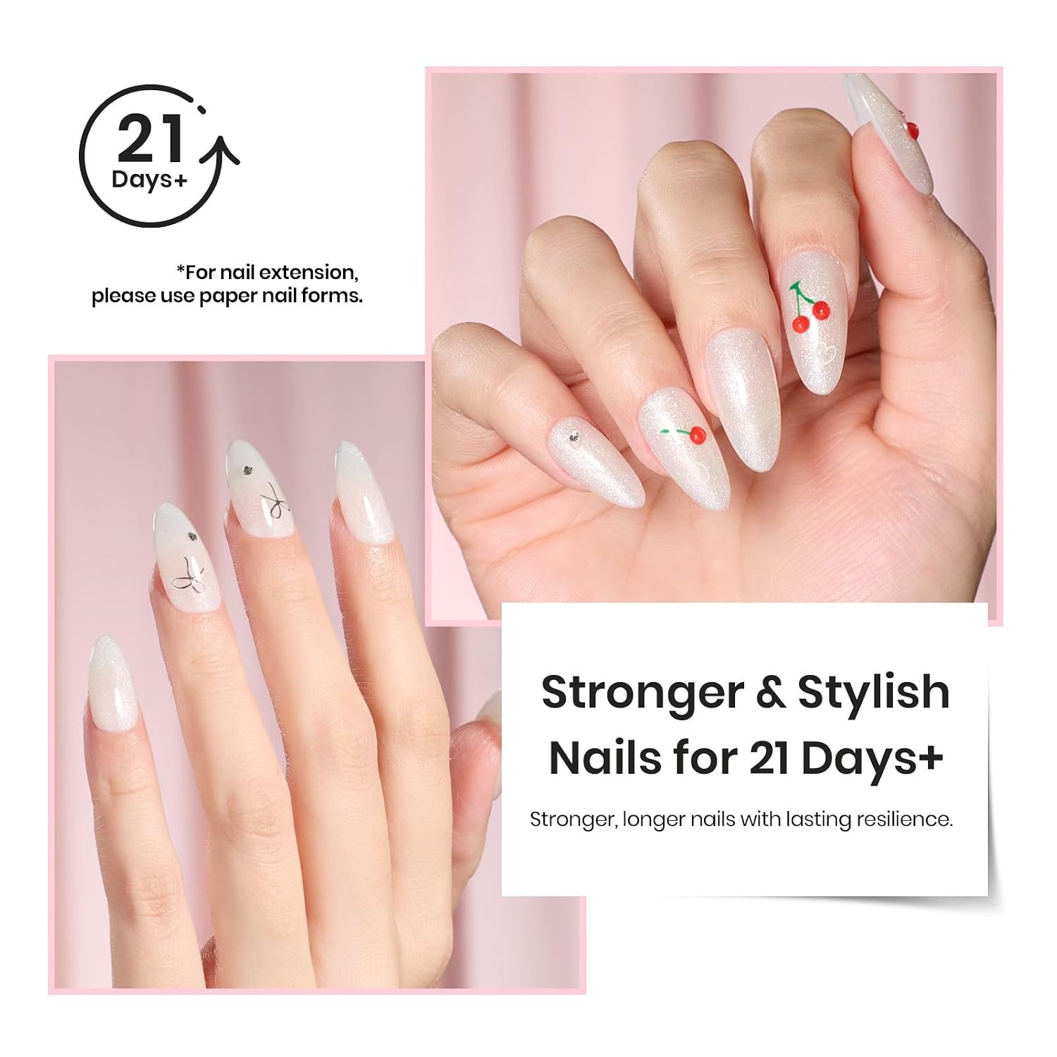 image:imageBeetles Builder Gel for Nails HEMAFree 15 ML 7 in 1 Pink Glitter Builder Nail Gel for Nail Instant Apex amp Nail Extension Builder Strengthening Nail Art Design for Beginner WomenUV amp LED Lamp NeededB Glitter White HEMAFree 15 mL