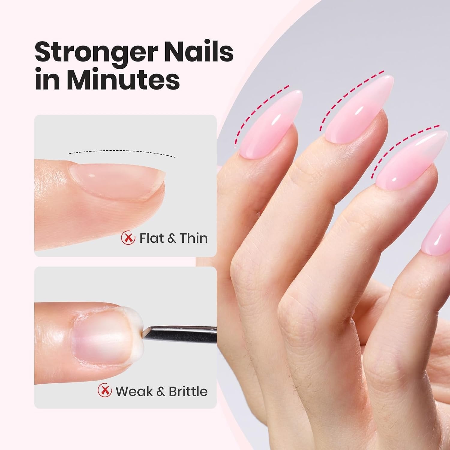 image:imageBeetles Builder Gel for Nails HEMAFree 15 ML 7 in 1 Pink Glitter Builder Nail Gel for Nail Instant Apex amp Nail Extension Builder Strengthening Nail Art Design for Beginner WomenUV amp LED Lamp NeededA Clear Pink 2 x 15 mL