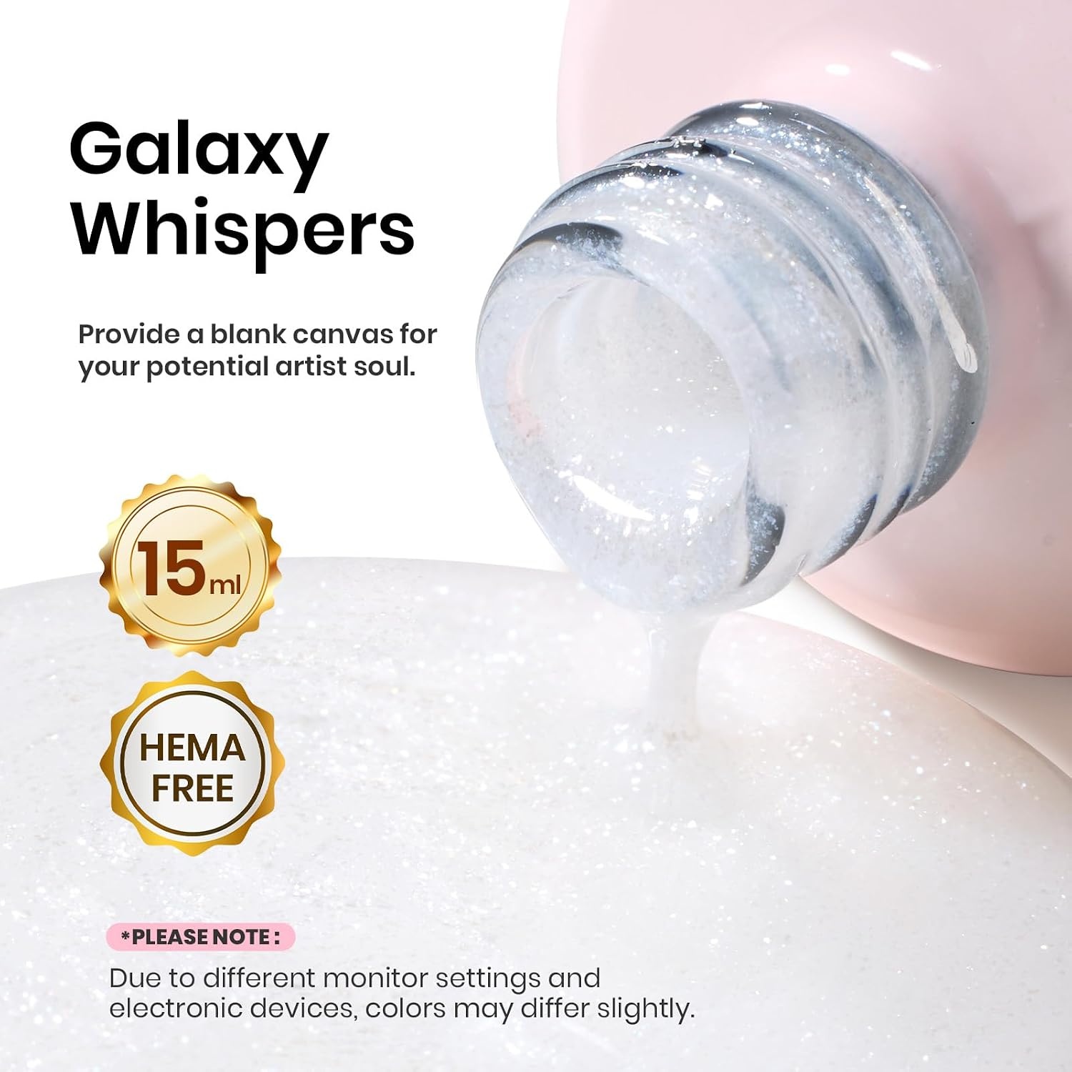 image:imageBeetles Builder Gel for Nails HEMAFree 15 ML 7 in 1 Pink Glitter Builder Nail Gel for Nail Instant Apex amp Nail Extension Builder Strengthening Nail Art Design for Beginner WomenUV amp LED Lamp NeededB Glitter White HEMAFree 15 mL