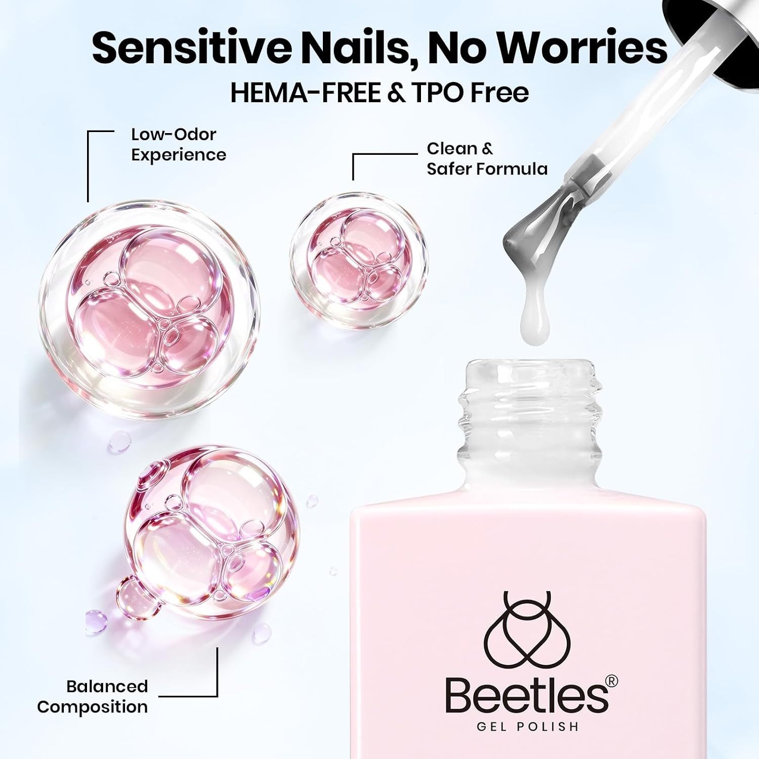 image:imageBeetles Builder Gel for Nails HEMAFree 15 ML 7 in 1 Pink Glitter Builder Nail Gel for Nail Instant Apex amp Nail Extension Builder Strengthening Nail Art Design for Beginner WomenUV amp LED Lamp NeededB Clear White HEMAFree Kit 2 x 10 mL