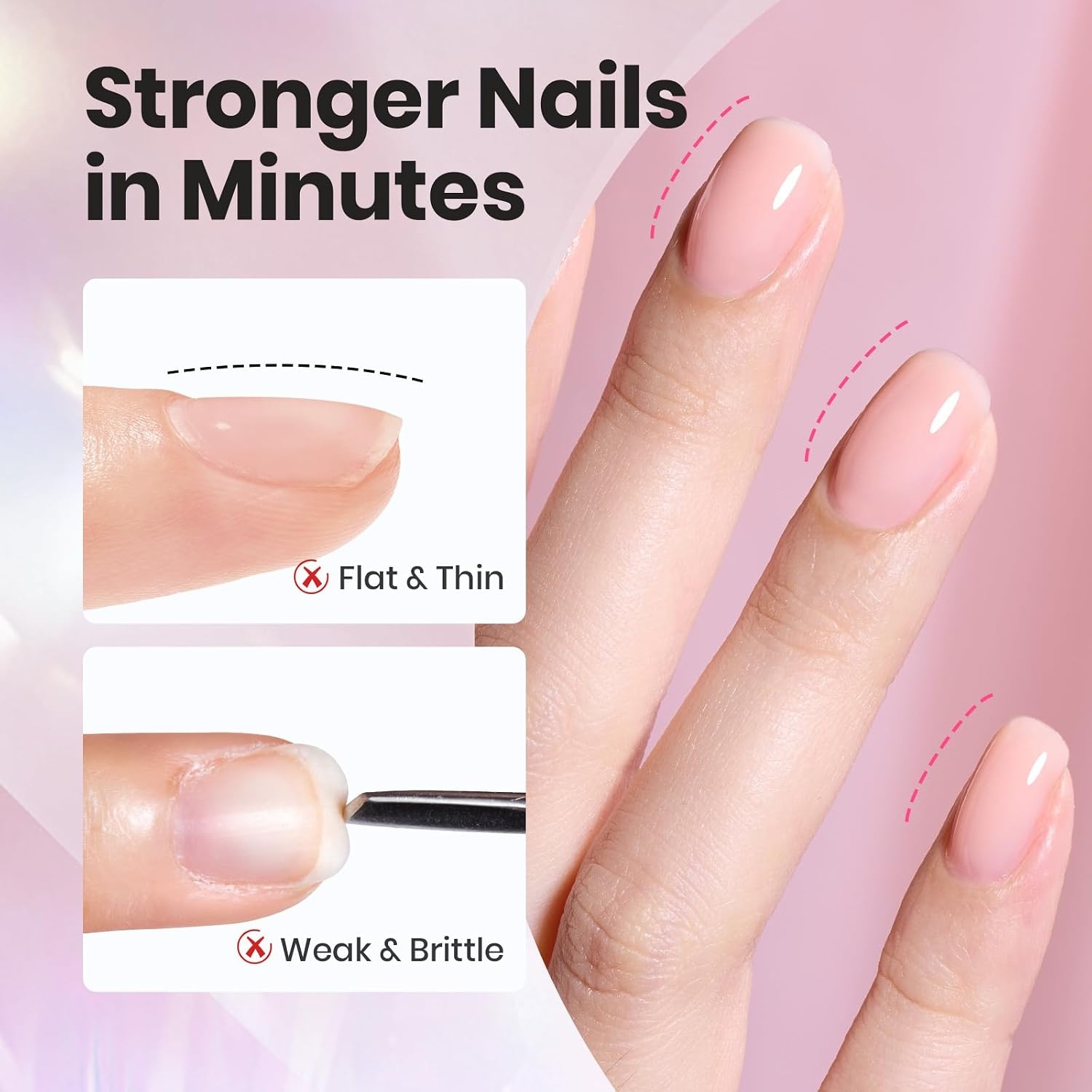 image:imageBeetles Builder Gel for Nails HEMAFree 15 ML 7 in 1 Pink Glitter Builder Nail Gel for Nail Instant Apex amp Nail Extension Builder Strengthening Nail Art Design for Beginner WomenUV amp LED Lamp NeededA Clear Milky Pink Kit 2 x 15 mL