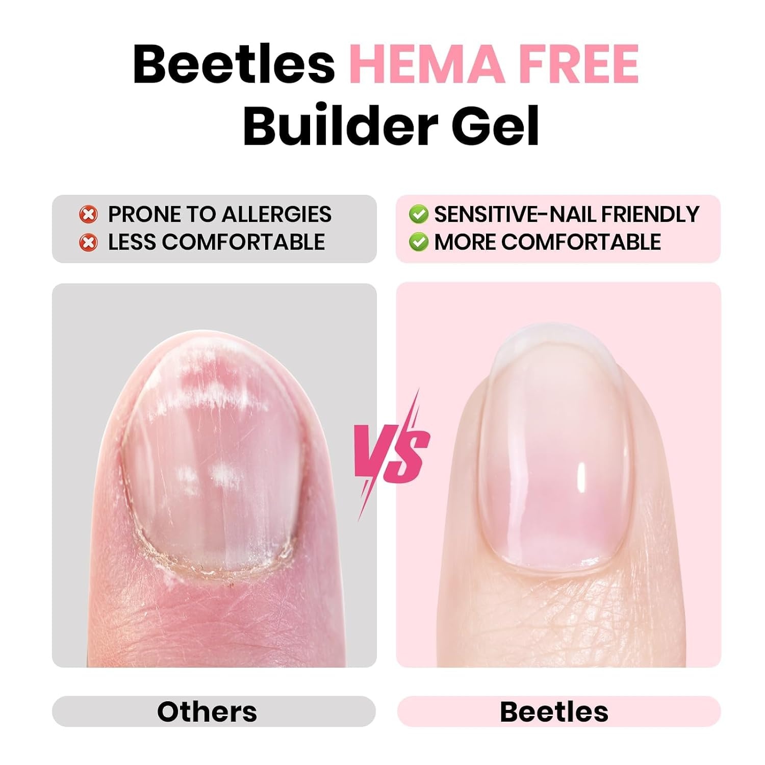 image:imageBeetles Builder Gel for Nails HEMAFree 15 ML 7 in 1 Pink Glitter Builder Nail Gel for Nail Instant Apex amp Nail Extension Builder Strengthening Nail Art Design for Beginner WomenUV amp LED Lamp NeededB Clear HEMAFree Set 2 x 75 mL15 mL
