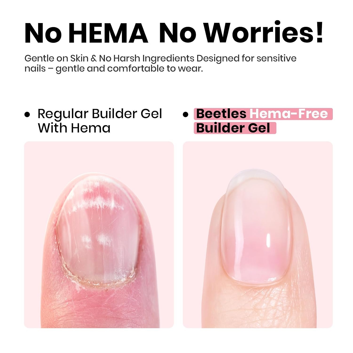 image:imageBeetles Builder Gel for Nails HEMAFree 15 ML 7 in 1 Pink Glitter Builder Nail Gel for Nail Instant Apex amp Nail Extension Builder Strengthening Nail Art Design for Beginner WomenUV amp LED Lamp NeededB Clear Nude HEMAFree 2 x 75 mL