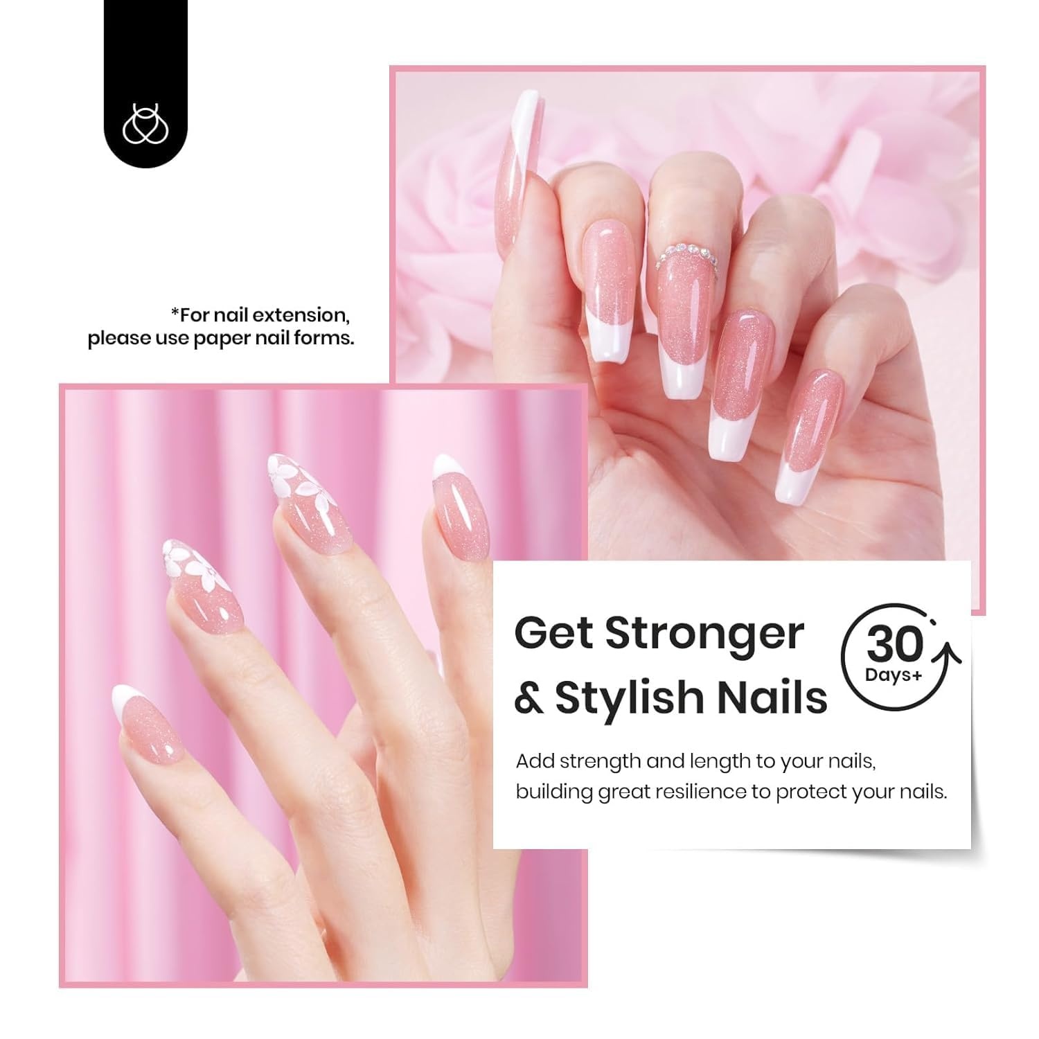 image:imageBeetles Builder Gel for Nails HEMAFree 15 ML 7 in 1 Pink Glitter Builder Nail Gel for Nail Instant Apex amp Nail Extension Builder Strengthening Nail Art Design for Beginner WomenUV amp LED Lamp NeededA4Glitter Light Pink