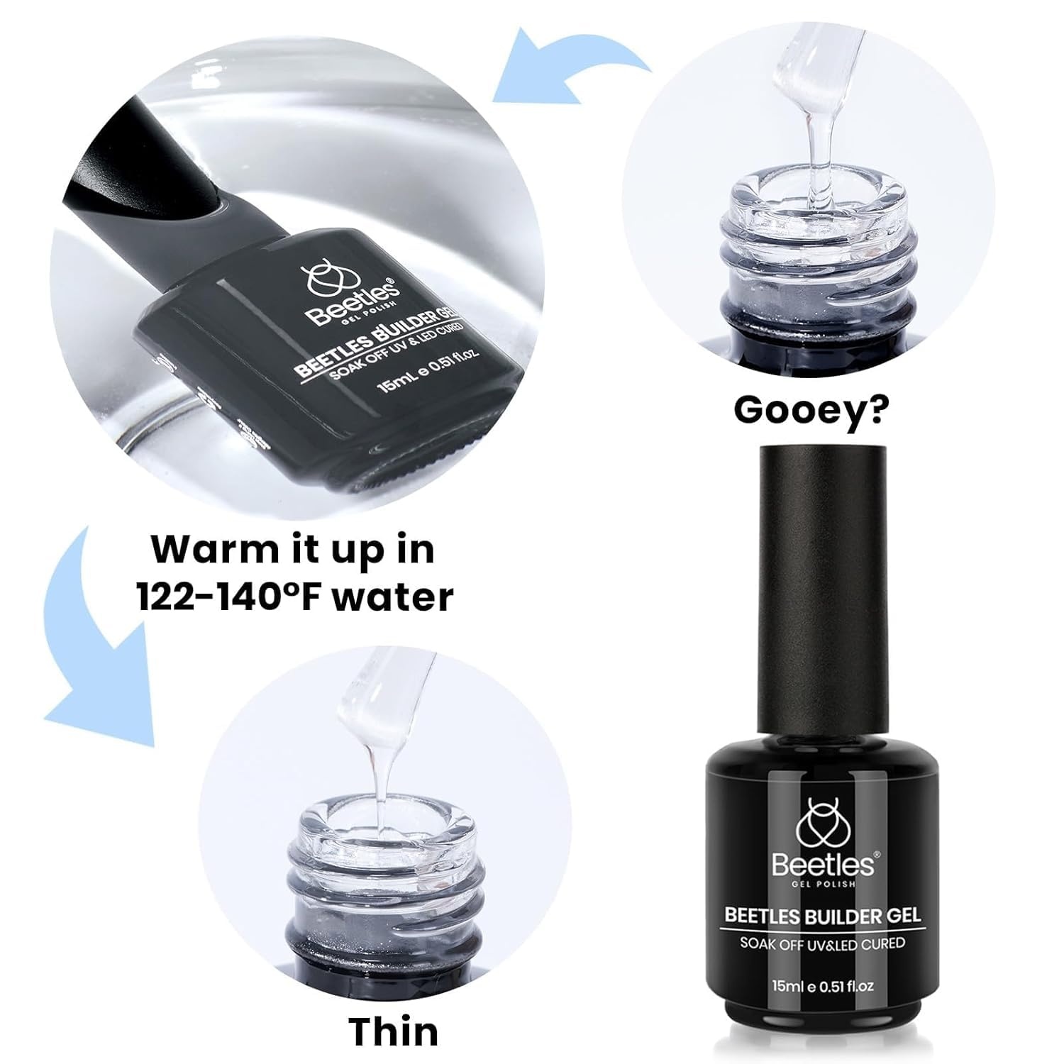 image:imageBeetles Builder Gel for Nails HEMAFree 15 ML 7 in 1 Pink Glitter Builder Nail Gel for Nail Instant Apex amp Nail Extension Builder Strengthening Nail Art Design for Beginner WomenUV amp LED Lamp Needed0 A Clear Set 2 x 15 mL