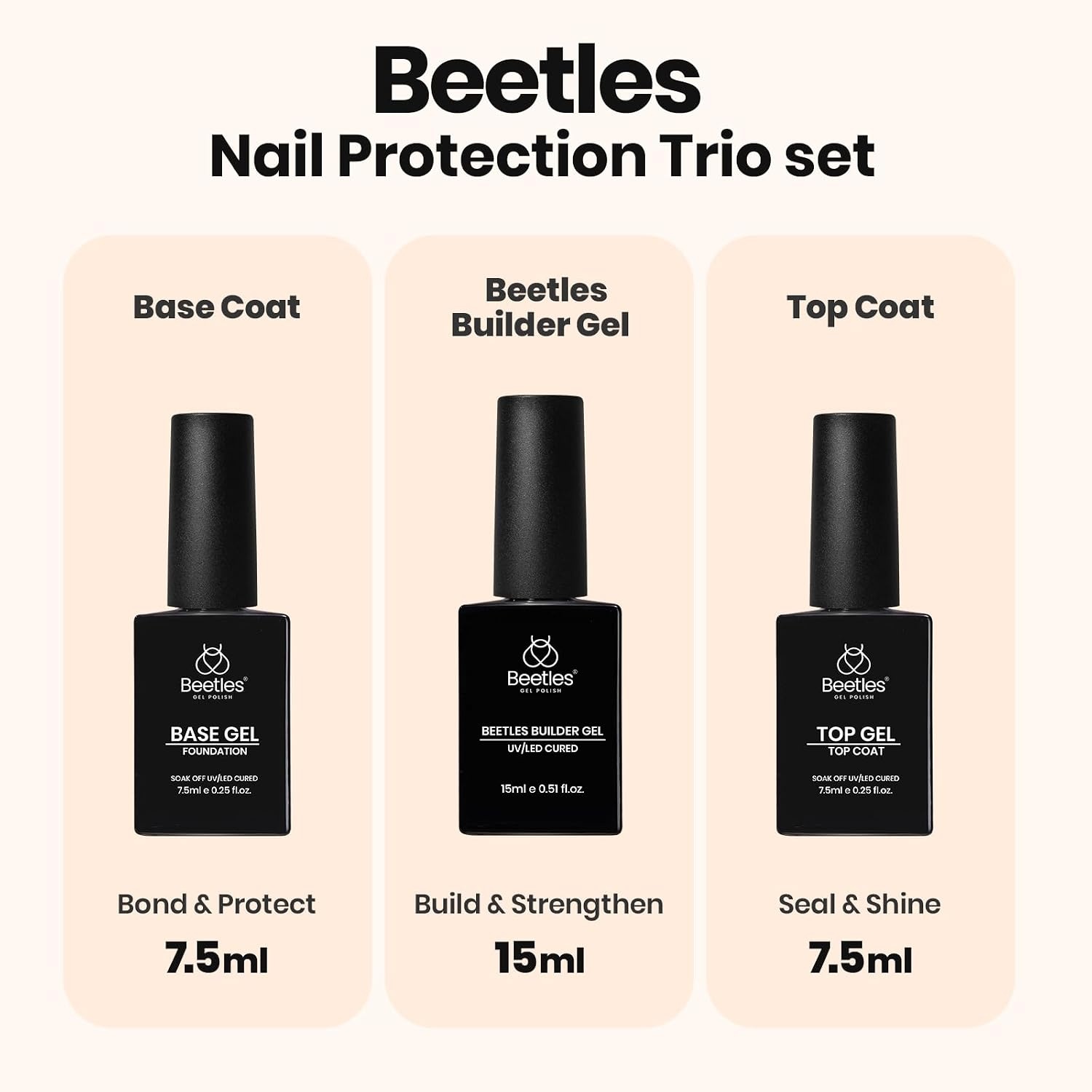 image:imageBeetles Builder Gel for Nails HEMAFree 15 ML 7 in 1 Pink Glitter Builder Nail Gel for Nail Instant Apex amp Nail Extension Builder Strengthening Nail Art Design for Beginner WomenUV amp LED Lamp Needed1 A Clear Set 2 x 75 mL15 mL
