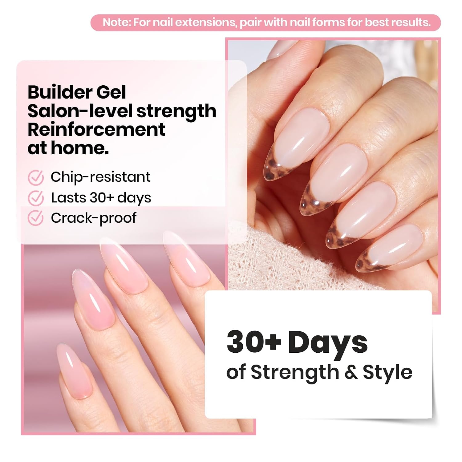 image:imageBeetles Builder Gel for Nails HEMAFree 15 ML 7 in 1 Pink Glitter Builder Nail Gel for Nail Instant Apex amp Nail Extension Builder Strengthening Nail Art Design for Beginner WomenUV amp LED Lamp NeededB Clear HEMAFree Kit 15 mL