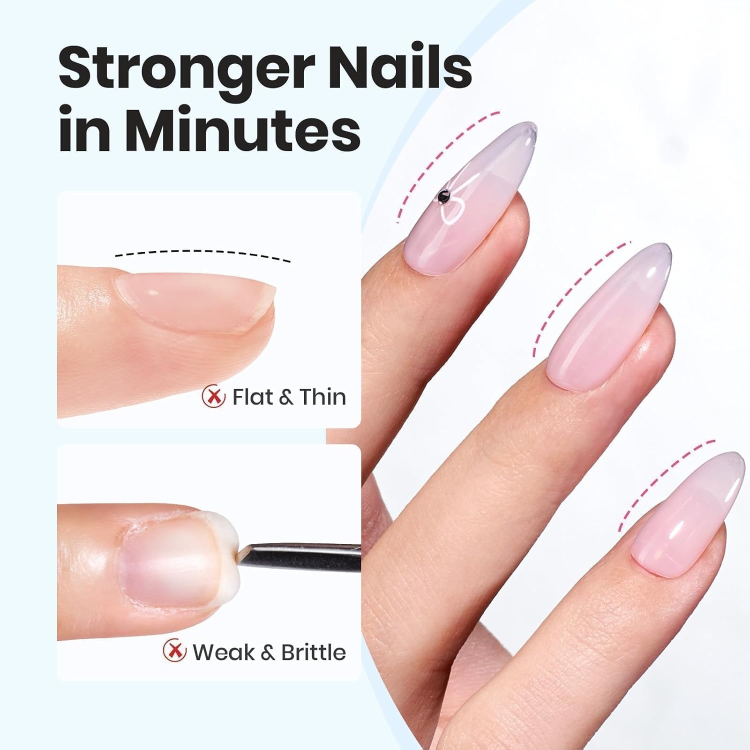 image:imageBeetles Builder Gel for Nails HEMAFree 15 ML 7 in 1 Pink Glitter Builder Nail Gel for Nail Instant Apex amp Nail Extension Builder Strengthening Nail Art Design for Beginner WomenUV amp LED Lamp NeededB Clear HEMAFree Kit 2 x 10 mL