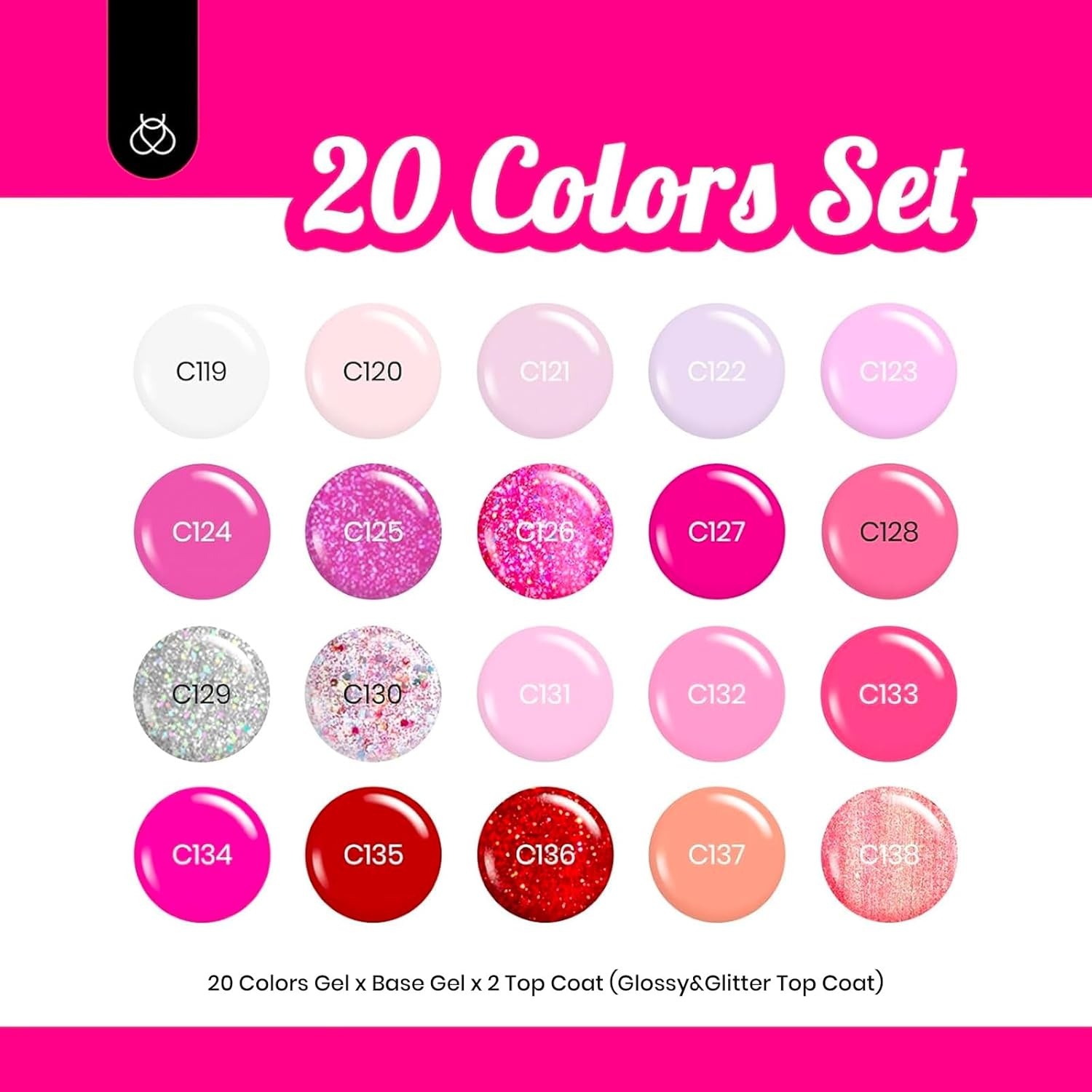 image:imageBeetles Gel Nail Polish Set 20 Colors Yellow Orange Burgundy Red Brown Black Green Gel Nail Polish Kit with Glossy Matte Gel Top Base Coat Soak Off Uv Manicure Gift for Women00 Alluring Sweetie