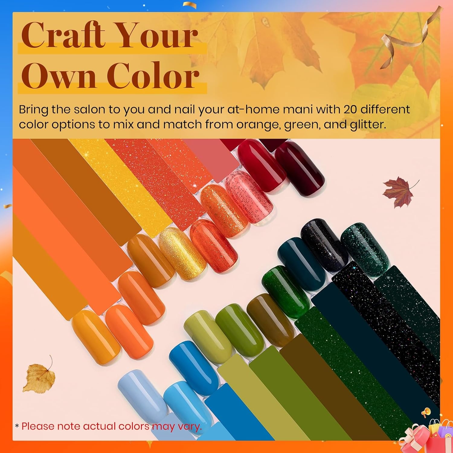 image:imageBeetles Gel Nail Polish Set 20 Colors Yellow Orange Burgundy Red Brown Black Green Gel Nail Polish Kit with Glossy Matte Gel Top Base Coat Soak Off Uv Manicure Gift for Women00 Fall Festival