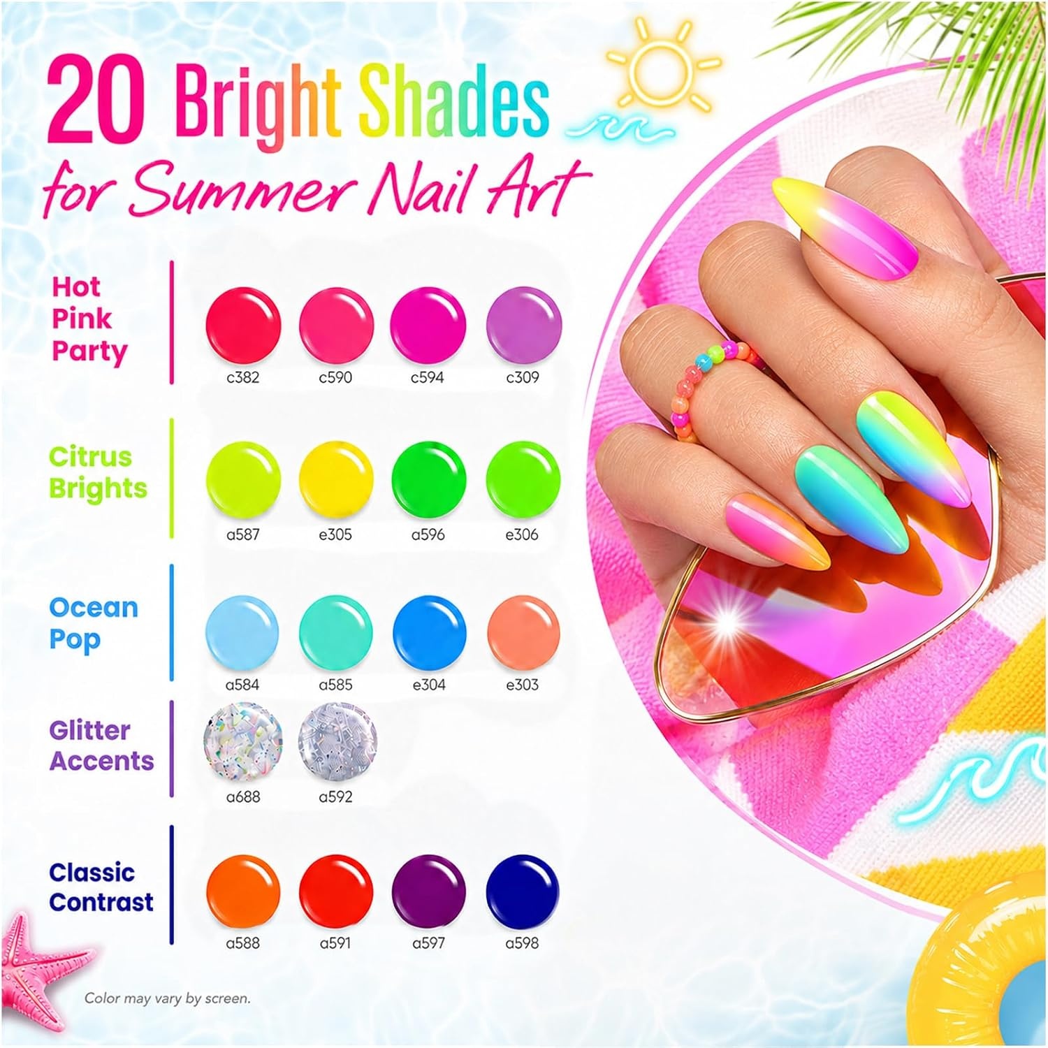 image:imageBeetles Gel Nail Polish Set 20 Colors Yellow Orange Burgundy Red Brown Black Green Gel Nail Polish Kit with Glossy Matte Gel Top Base Coat Soak Off Uv Manicure Gift for Women20 Colors ColorRun