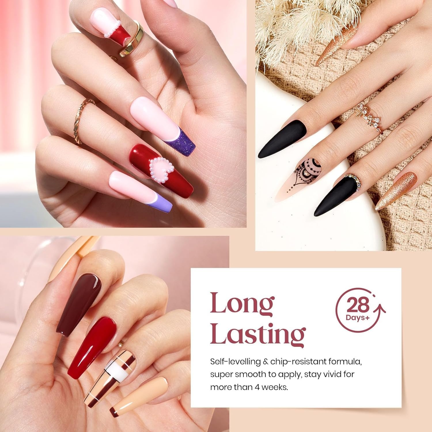 image:imageBeetles Gel Nail Polish Set 20 Colors Yellow Orange Burgundy Red Brown Black Green Gel Nail Polish Kit with Glossy Matte Gel Top Base Coat Soak Off Uv Manicure Gift for Women0 Neutral Elegance