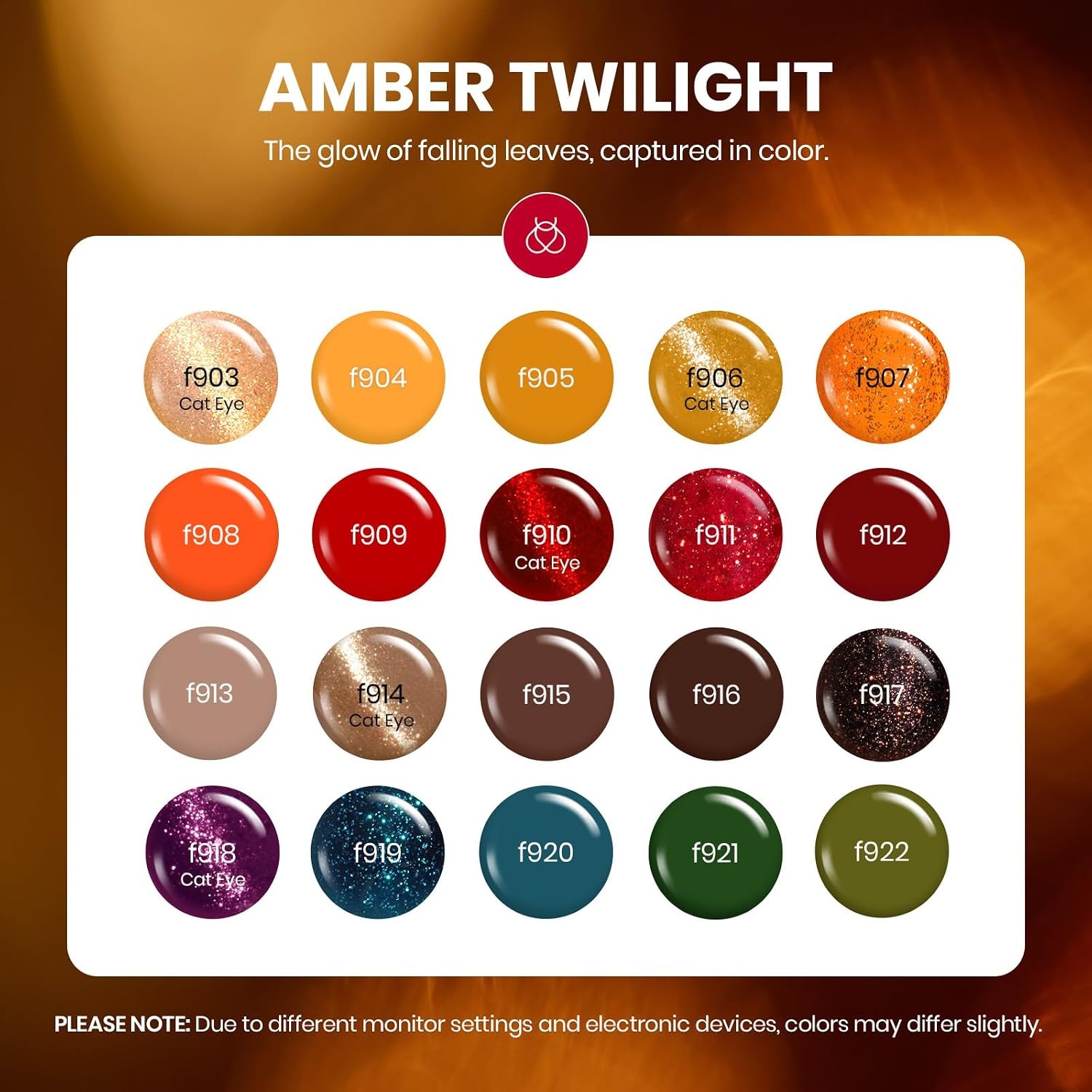 image:imageBeetles Gel Nail Polish Set 20 Colors Yellow Orange Burgundy Red Brown Black Green Gel Nail Polish Kit with Glossy Matte Gel Top Base Coat Soak Off Uv Manicure Gift for Women00 Amber Twilight