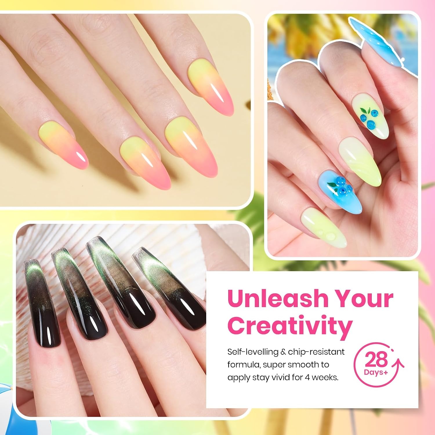 image:imageBeetles Gel Nail Polish Set 20 Colors Yellow Orange Burgundy Red Brown Black Green Gel Nail Polish Kit with Glossy Matte Gel Top Base Coat Soak Off Uv Manicure Gift for WomenBeach Bash