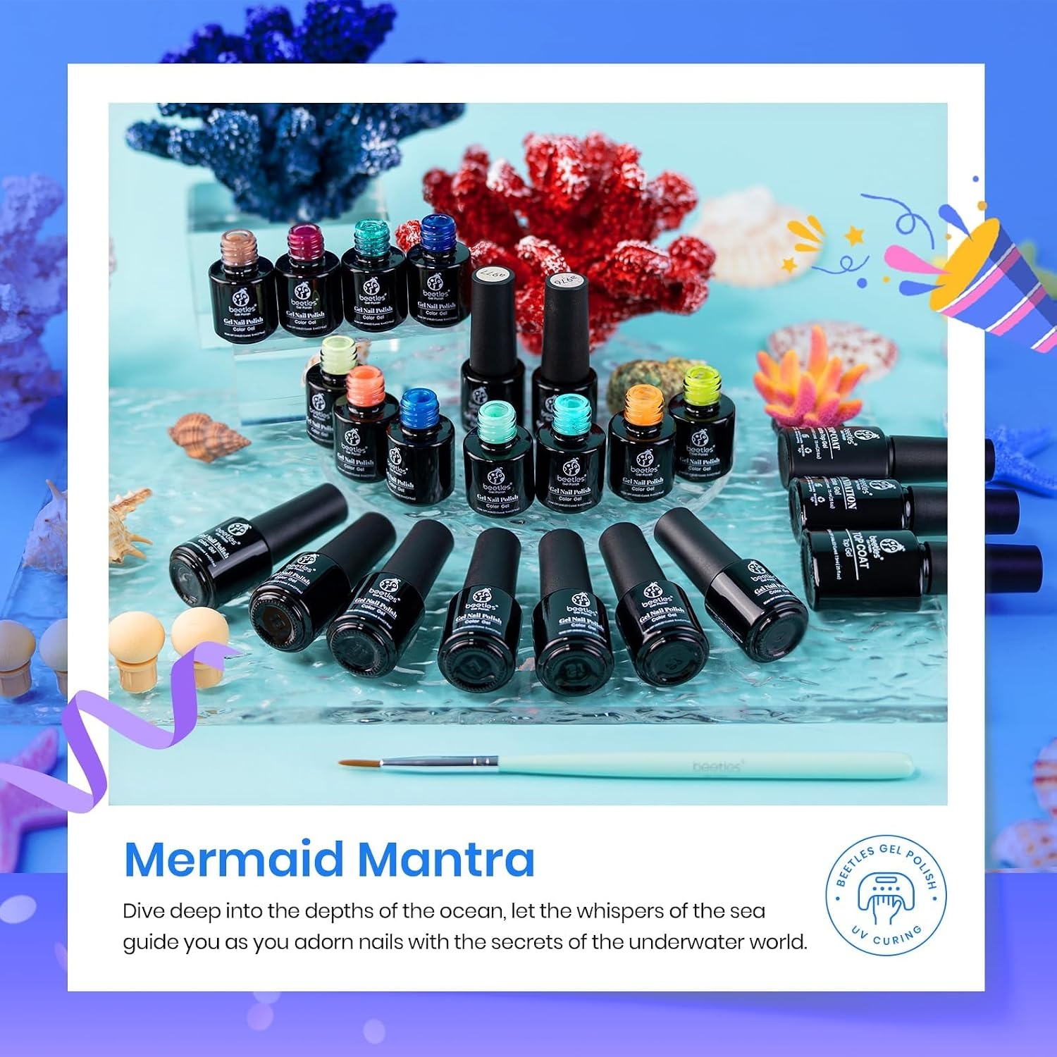 image:imageBeetles Gel Nail Polish Set 20 Colors Yellow Orange Burgundy Red Brown Black Green Gel Nail Polish Kit with Glossy Matte Gel Top Base Coat Soak Off Uv Manicure Gift for Women20 Colors Mermaid Mantra