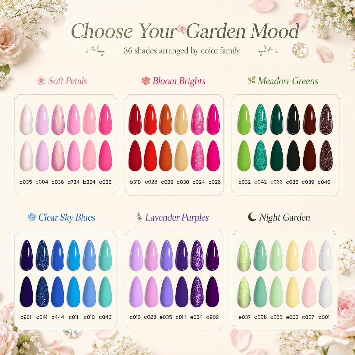 image:imageBeetles Gel Nail Polish Set 20 Colors Yellow Orange Burgundy Red Brown Black Green Gel Nail Polish Kit with Glossy Matte Gel Top Base Coat Soak Off Uv Manicure Gift for WomenVerse of Flower