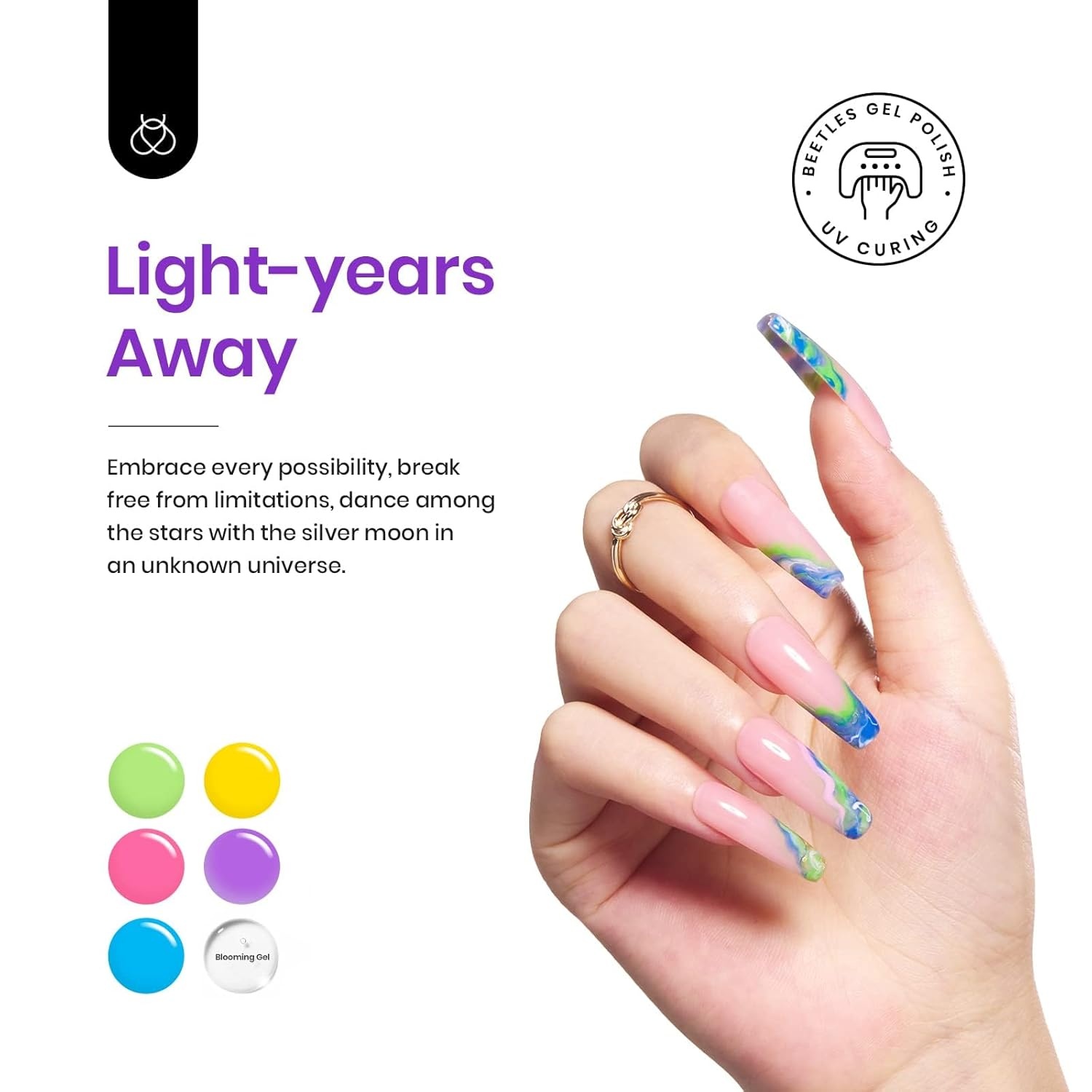image:imageBeetles Gel Nail Polish Set 20 Colors Yellow Orange Burgundy Red Brown Black Green Gel Nail Polish Kit with Glossy Matte Gel Top Base Coat Soak Off Uv Manicure Gift for Women320 Lightyears Away