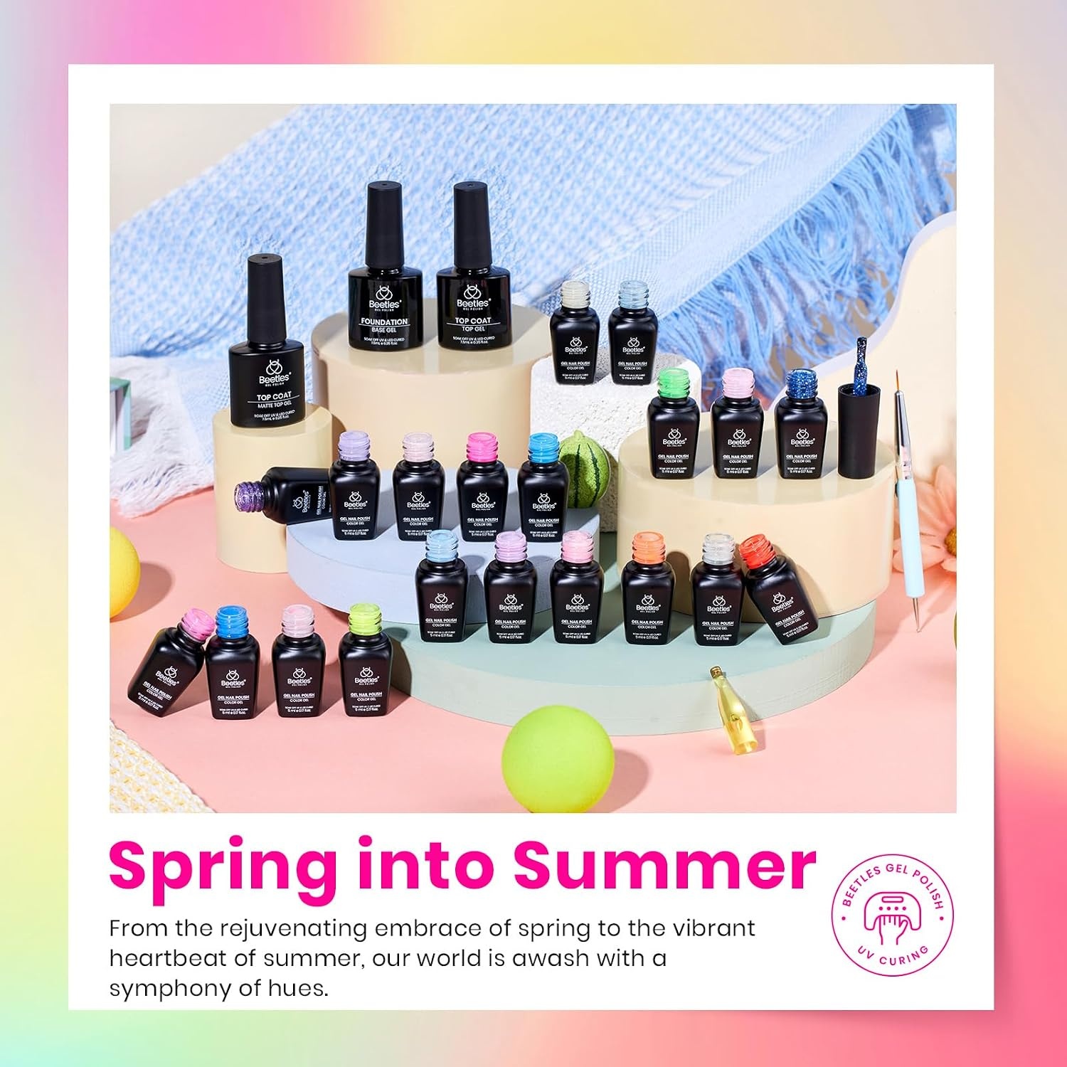 image:imageBeetles Gel Nail Polish Set 20 Colors Yellow Orange Burgundy Red Brown Black Green Gel Nail Polish Kit with Glossy Matte Gel Top Base Coat Soak Off Uv Manicure Gift for WomenMulticolor