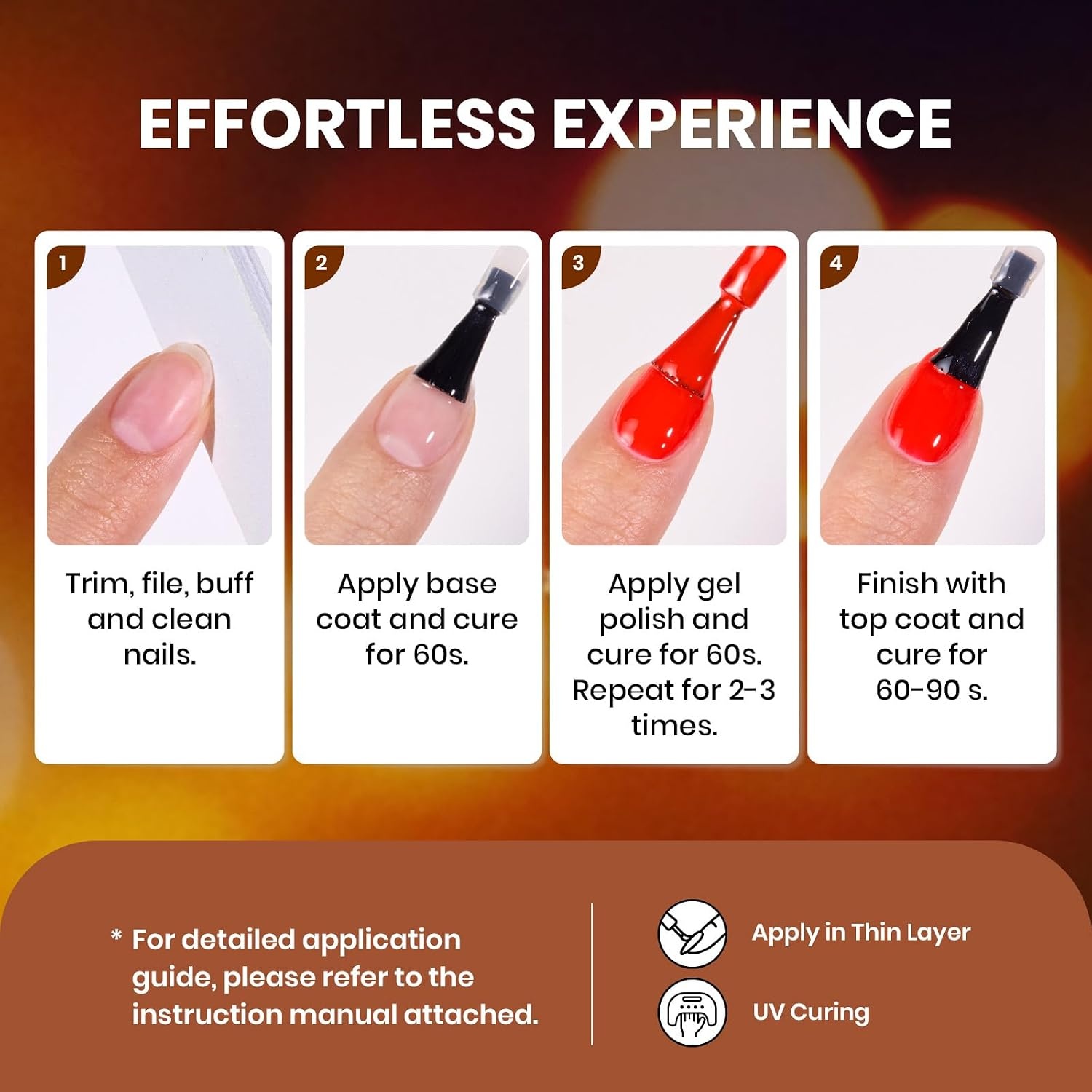 image:imageBeetles Gel Nail Polish Set 20 Colors Yellow Orange Burgundy Red Brown Black Green Gel Nail Polish Kit with Glossy Matte Gel Top Base Coat Soak Off Uv Manicure Gift for Women00 Amber Twilight