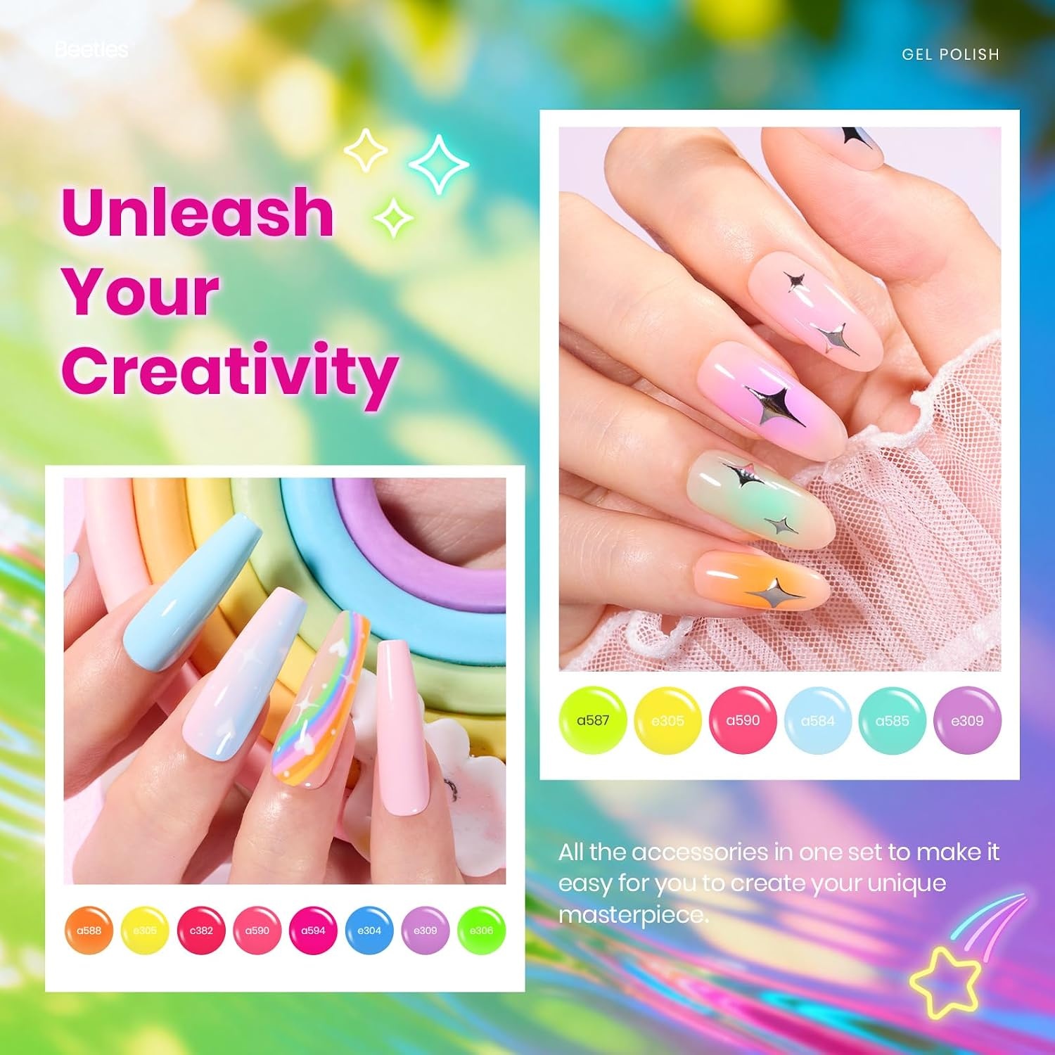 image:imageBeetles Gel Nail Polish Set 20 Colors Yellow Orange Burgundy Red Brown Black Green Gel Nail Polish Kit with Glossy Matte Gel Top Base Coat Soak Off Uv Manicure Gift for WomenBlue Green Pastel Pink Rainbow Red