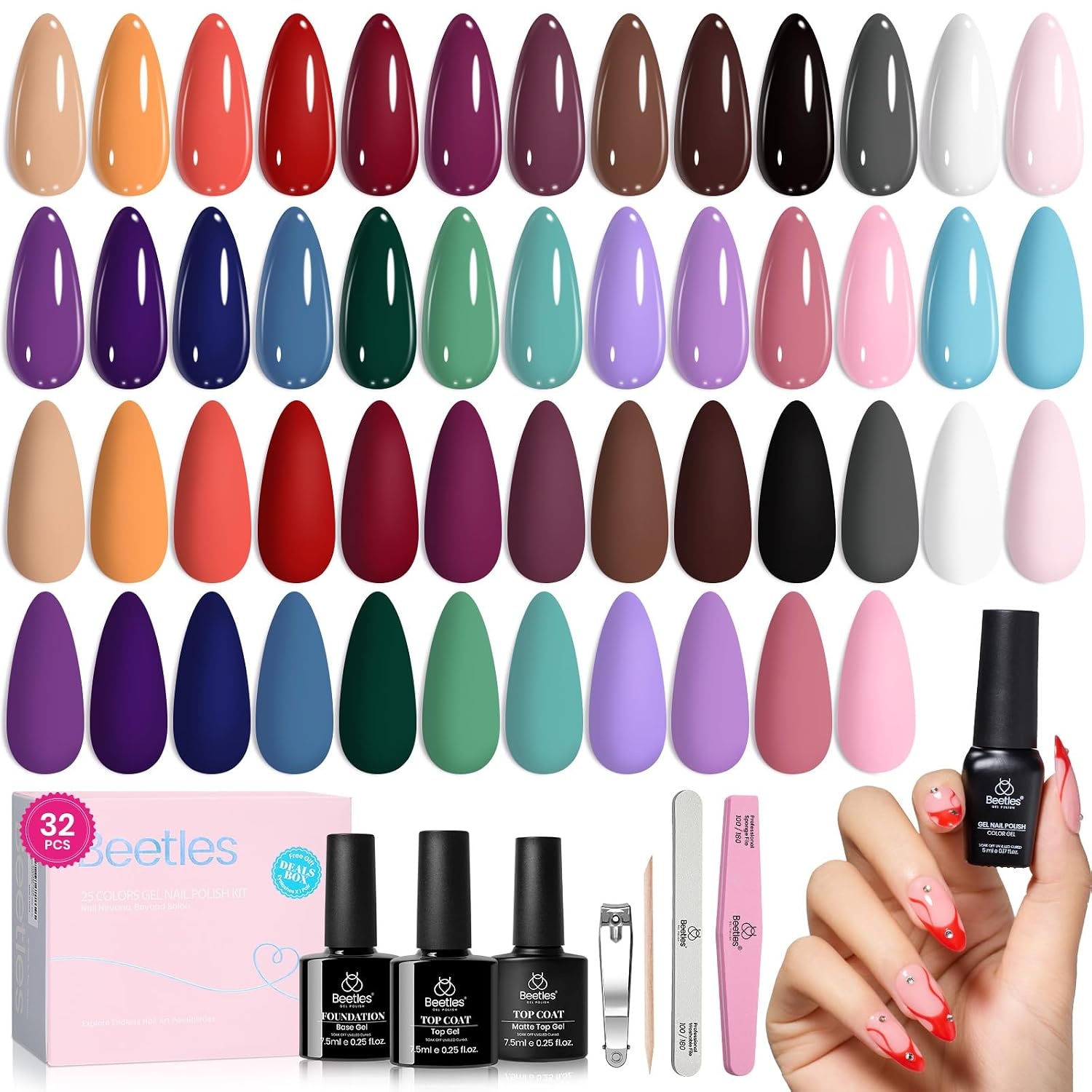 image:imageBeetles Gel Nail Polish Set 44 PCS Brown Nude Burgundy Gel Polish Nails Fairytale Town Collection with 4Pcs Base Glitter Matte Glossy Top Coat Soak off Uv Gel DIY Manicure1Urban Rhythm