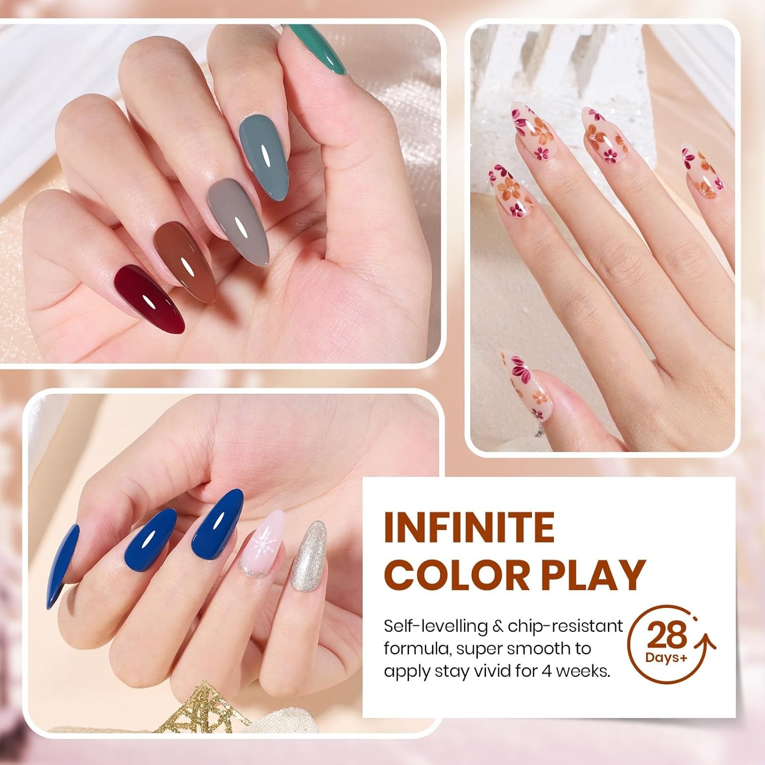 image:imageBeetles Gel Nail Polish Set 44 PCS Brown Nude Burgundy Gel Polish Nails Fairytale Town Collection with 4Pcs Base Glitter Matte Glossy Top Coat Soak off Uv Gel DIY Manicure00 Winter Sonata