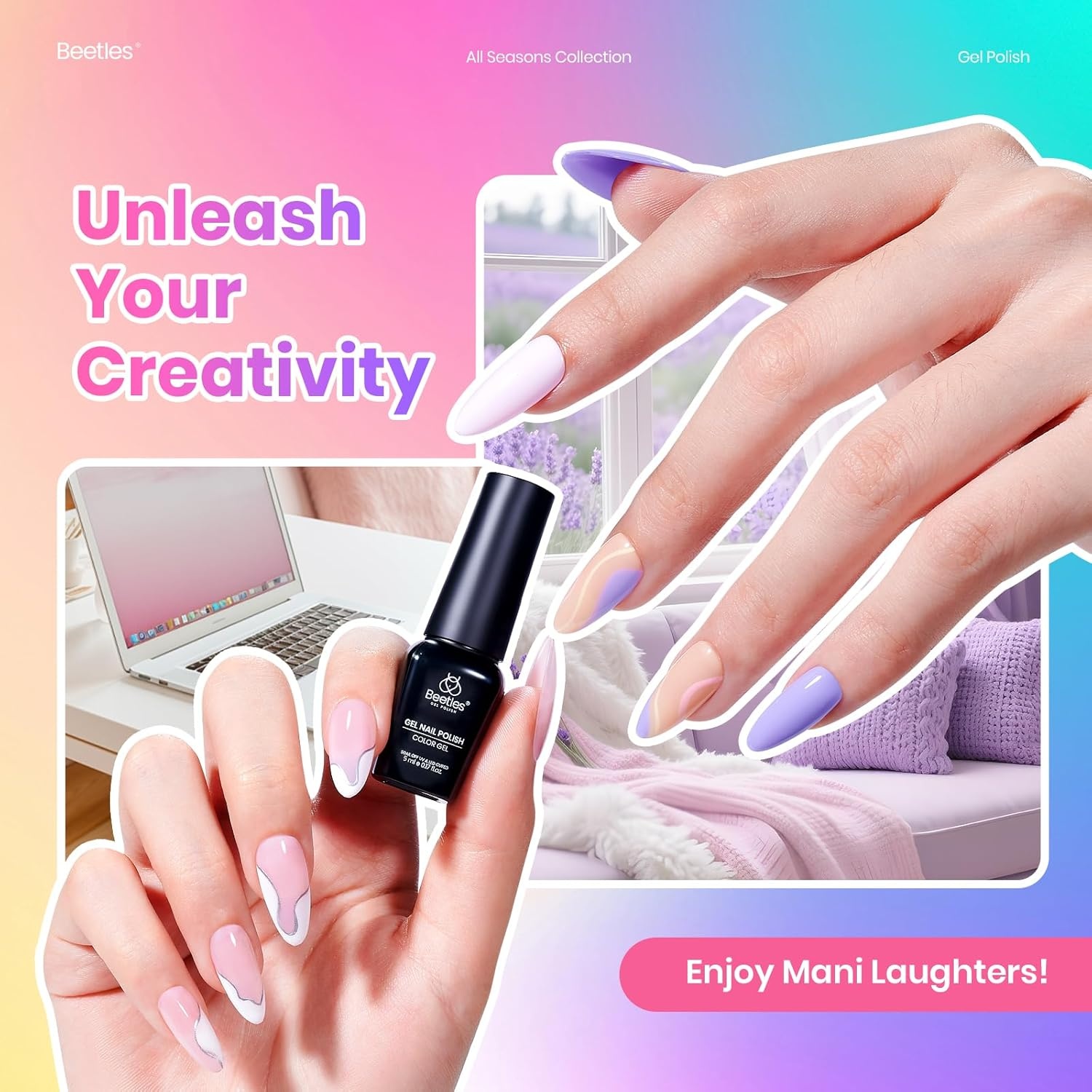 image:imageBeetles Gel Nail Polish Set 44 PCS Brown Nude Burgundy Gel Polish Nails Fairytale Town Collection with 4Pcs Base Glitter Matte Glossy Top Coat Soak off Uv Gel DIY ManicurePink