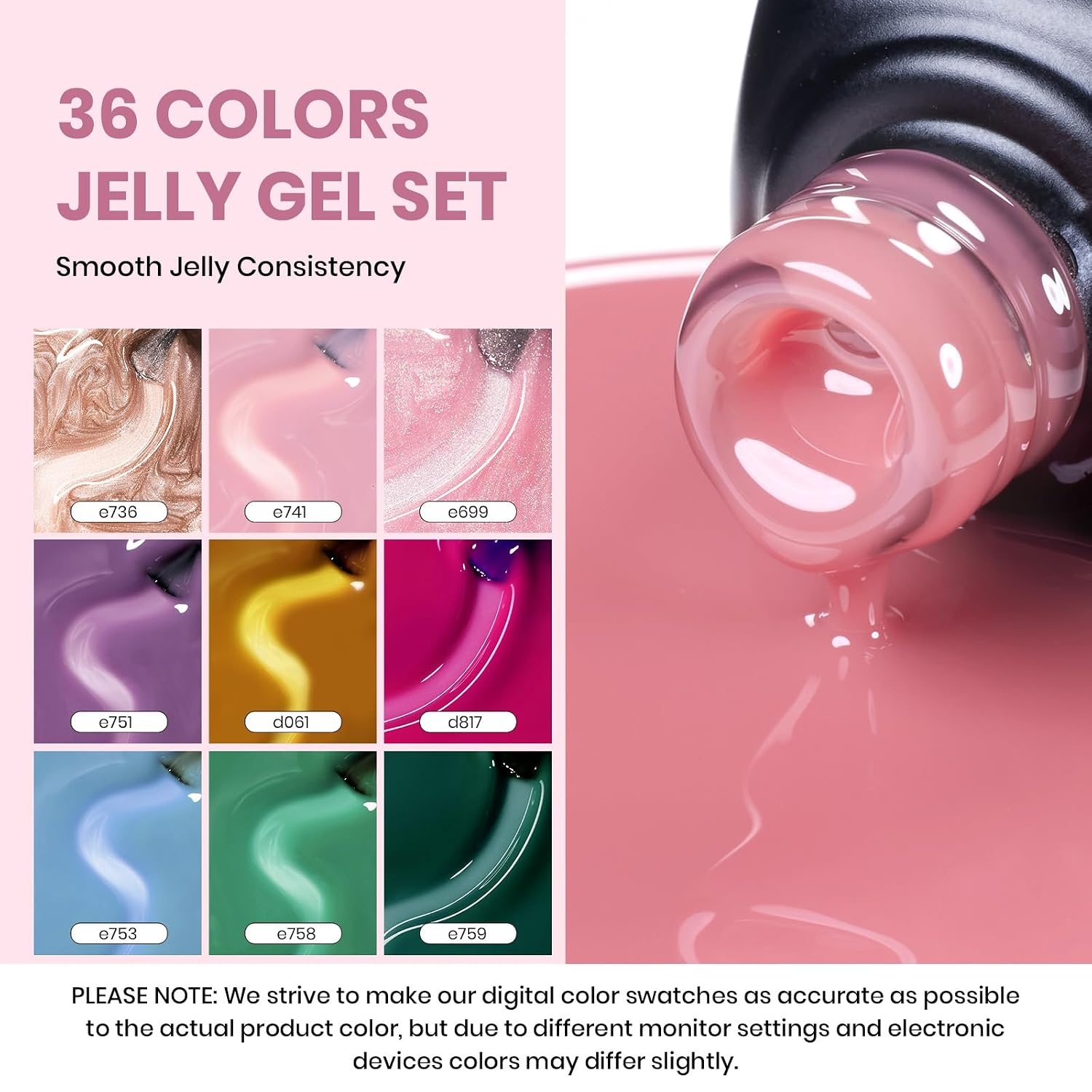 image:imageBeetles Gel Nail Polish Set 44 PCS Brown Nude Burgundy Gel Polish Nails Fairytale Town Collection with 4Pcs Base Glitter Matte Glossy Top Coat Soak off Uv Gel DIY Manicure000Crystal Ice
