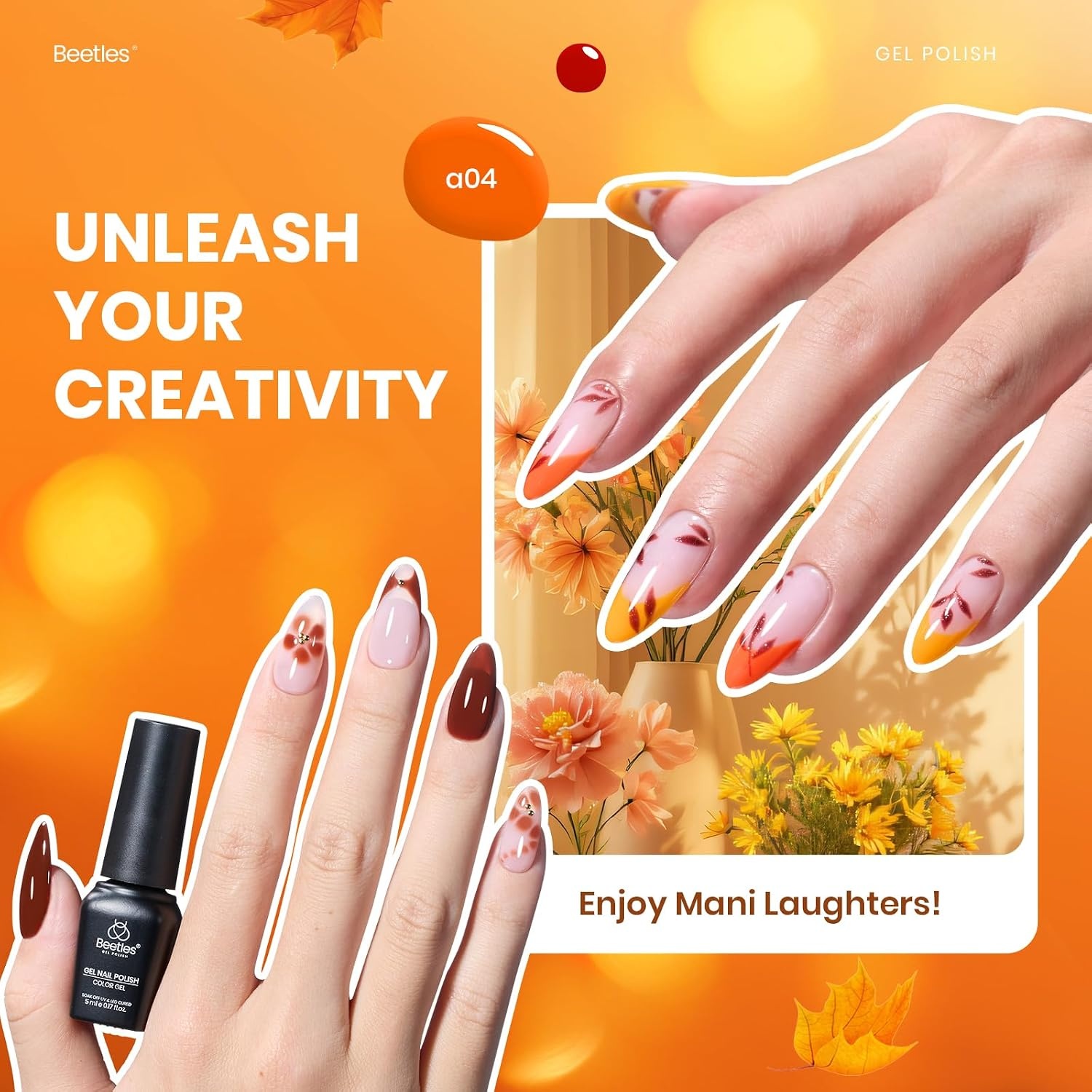 image:imageBeetles Gel Nail Polish Set 44 PCS Brown Nude Burgundy Gel Polish Nails Fairytale Town Collection with 4Pcs Base Glitter Matte Glossy Top Coat Soak off Uv Gel DIY Manicure00 Autumn Aura