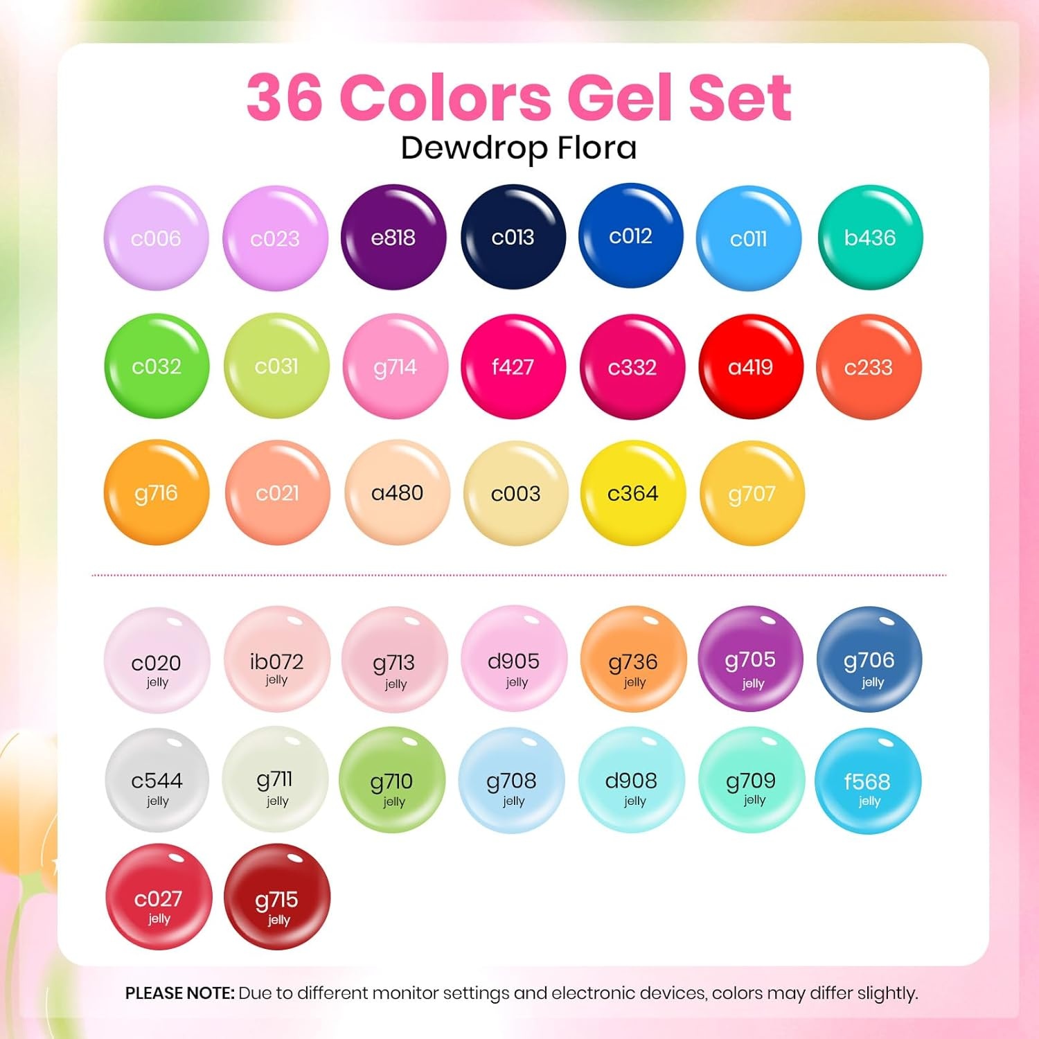 image:imageBeetles Gel Nail Polish Set 44 PCS Brown Nude Burgundy Gel Polish Nails Fairytale Town Collection with 4Pcs Base Glitter Matte Glossy Top Coat Soak off Uv Gel DIY ManicureDewdrop Flora