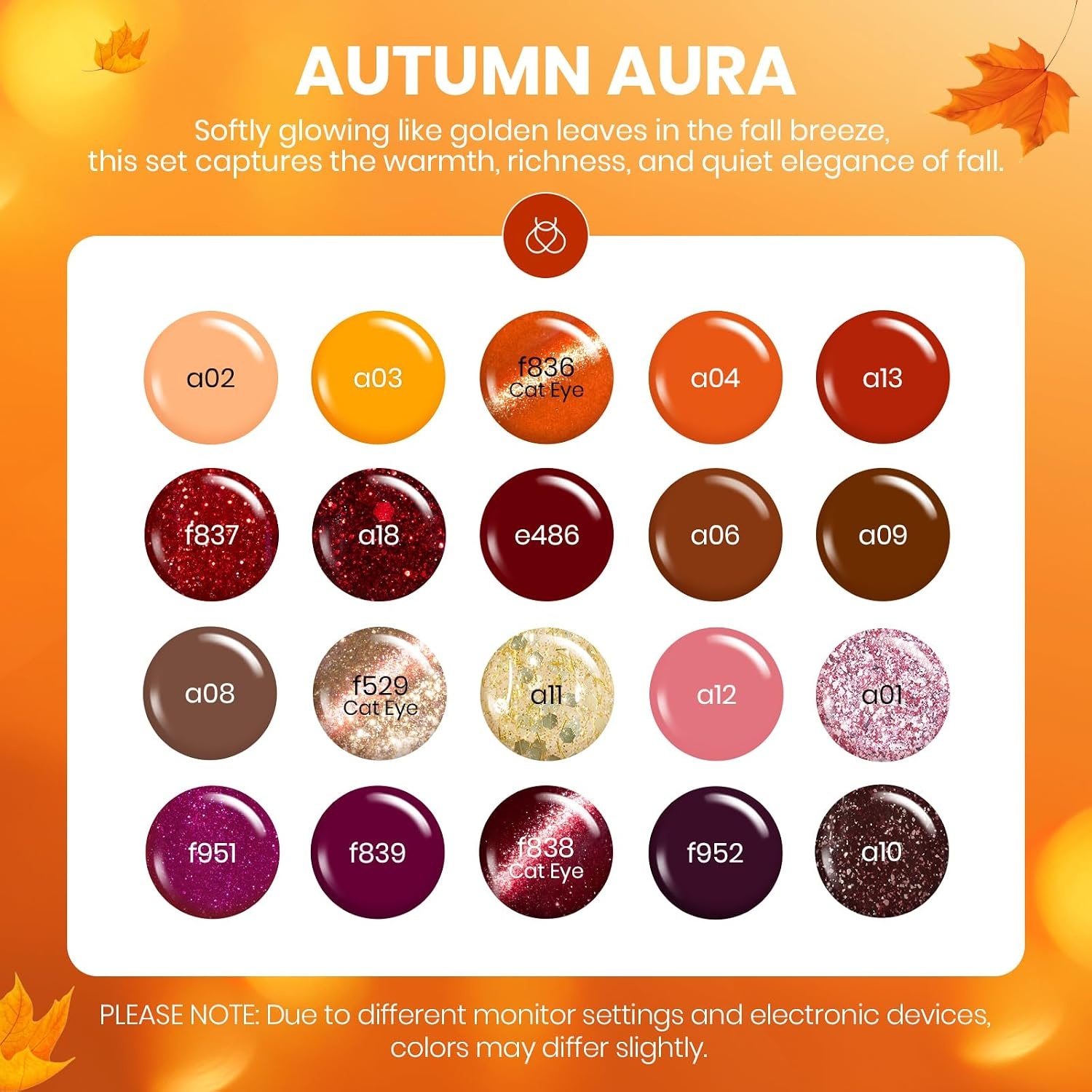 image:imageBeetles Gel Nail Polish Set 44 PCS Brown Nude Burgundy Gel Polish Nails Fairytale Town Collection with 4Pcs Base Glitter Matte Glossy Top Coat Soak off Uv Gel DIY Manicure00 Autumn Aura