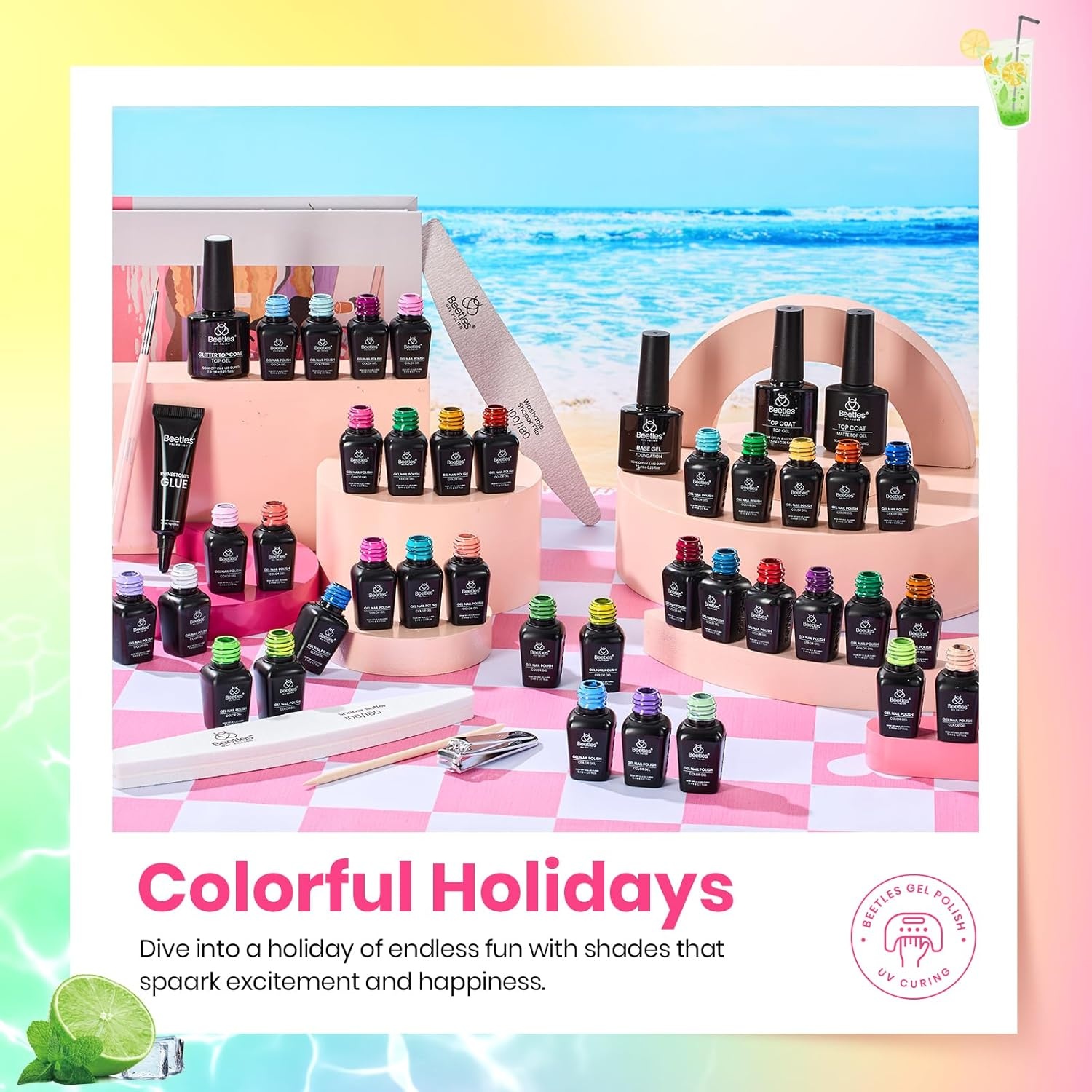 image:imageBeetles Gel Nail Polish Set 44 PCS Brown Nude Burgundy Gel Polish Nails Fairytale Town Collection with 4Pcs Base Glitter Matte Glossy Top Coat Soak off Uv Gel DIY ManicureColorful holidays