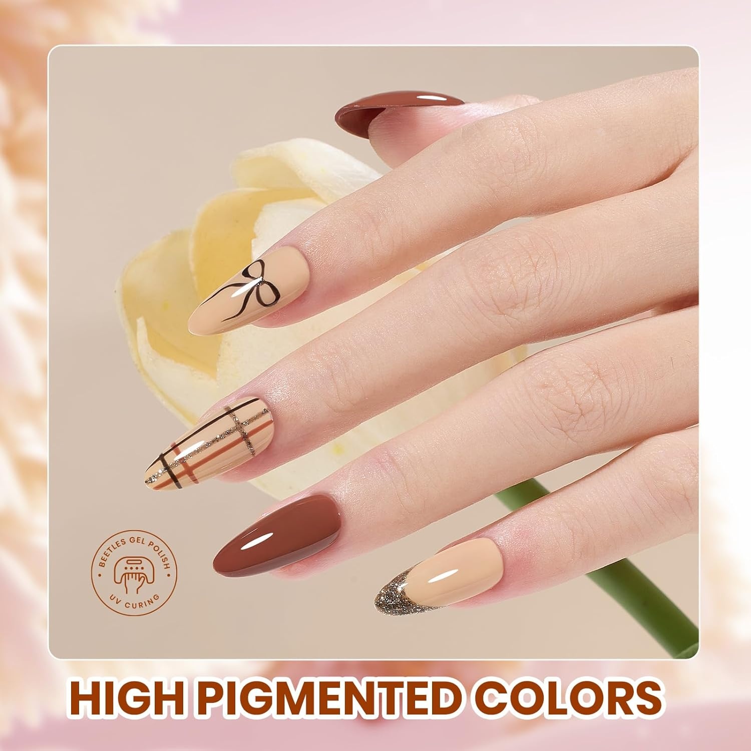 image:imageBeetles Gel Nail Polish Set 44 PCS Brown Nude Burgundy Gel Polish Nails Fairytale Town Collection with 4Pcs Base Glitter Matte Glossy Top Coat Soak off Uv Gel DIY Manicure00 Winter Sonata