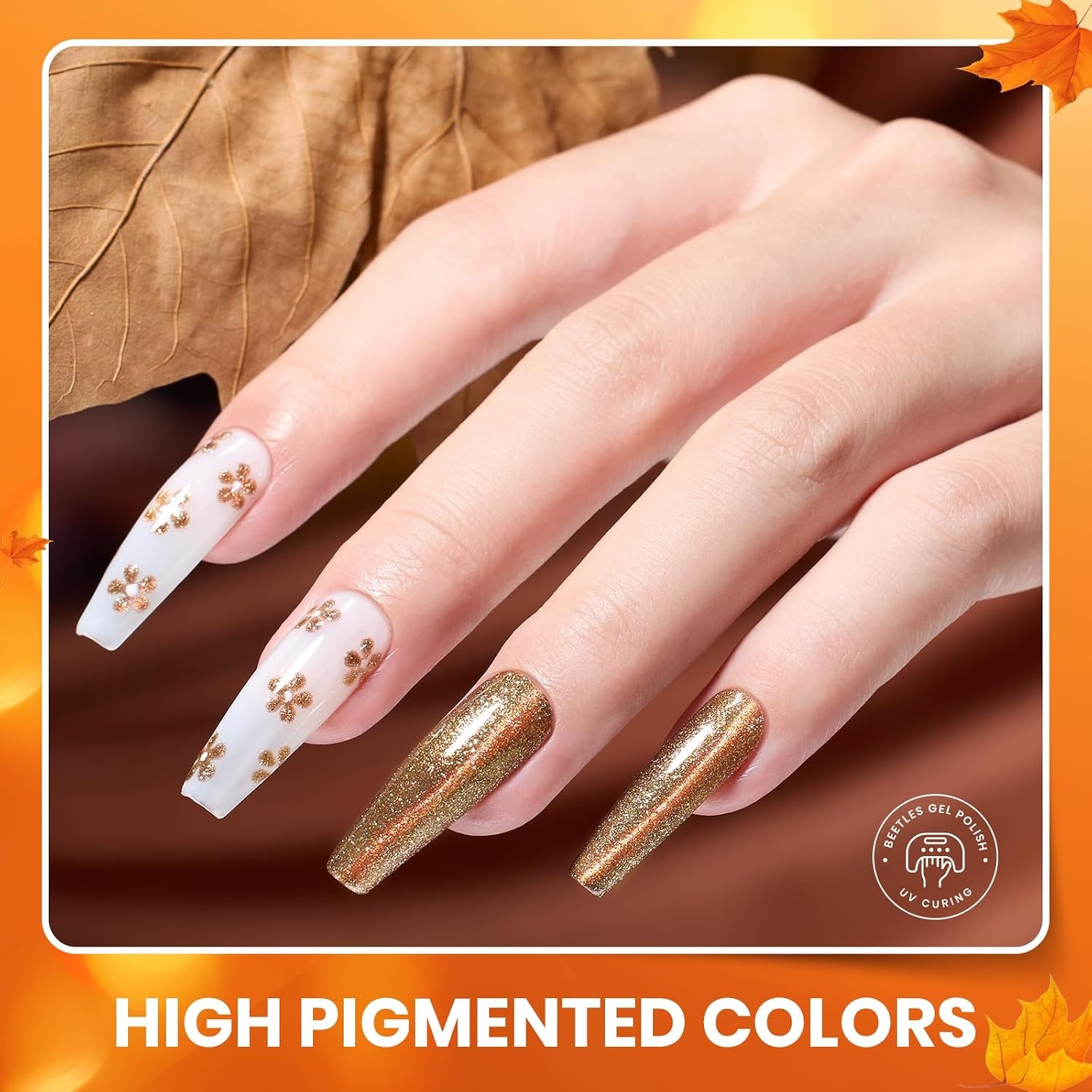 image:imageBeetles Gel Nail Polish Set 44 PCS Brown Nude Burgundy Gel Polish Nails Fairytale Town Collection with 4Pcs Base Glitter Matte Glossy Top Coat Soak off Uv Gel DIY Manicure00 Autumn Aura