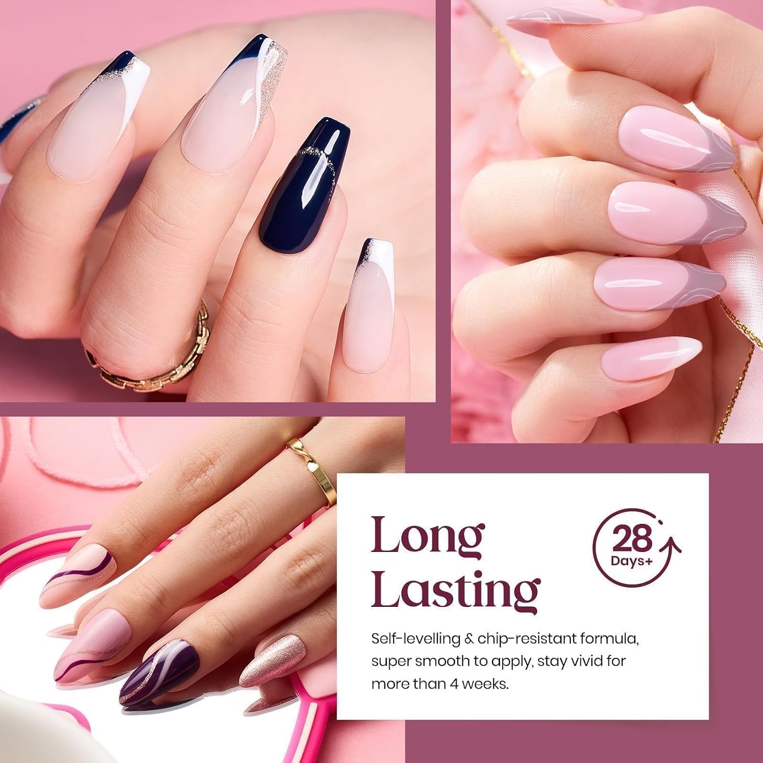 image:imageBeetles Gel Nail Polish Set 44 PCS Brown Nude Burgundy Gel Polish Nails Fairytale Town Collection with 4Pcs Base Glitter Matte Glossy Top Coat Soak off Uv Gel DIY Manicure00 20 Colors Sophisticated Charm
