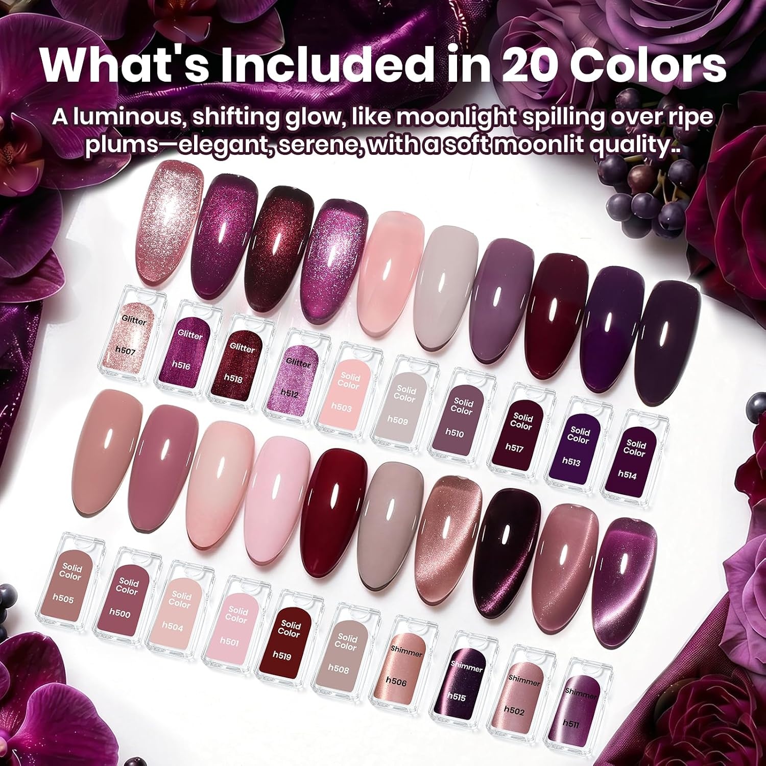 image:imageBeetles Gel Nail Polish Set 44 PCS Brown Nude Burgundy Gel Polish Nails Fairytale Town Collection with 4Pcs Base Glitter Matte Glossy Top Coat Soak off Uv Gel DIY ManicureSoire Queen