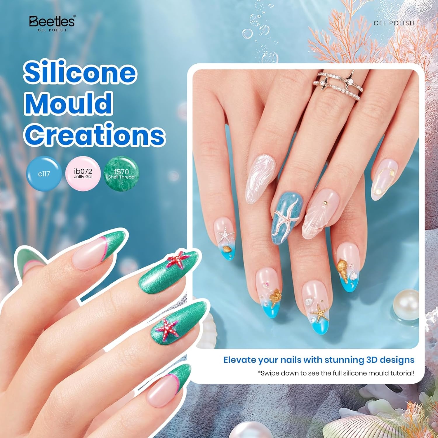 image:imageBeetles Gel Nail Polish Set 44 PCS Brown Nude Burgundy Gel Polish Nails Fairytale Town Collection with 4Pcs Base Glitter Matte Glossy Top Coat Soak off Uv Gel DIY ManicureOcean Odyssey