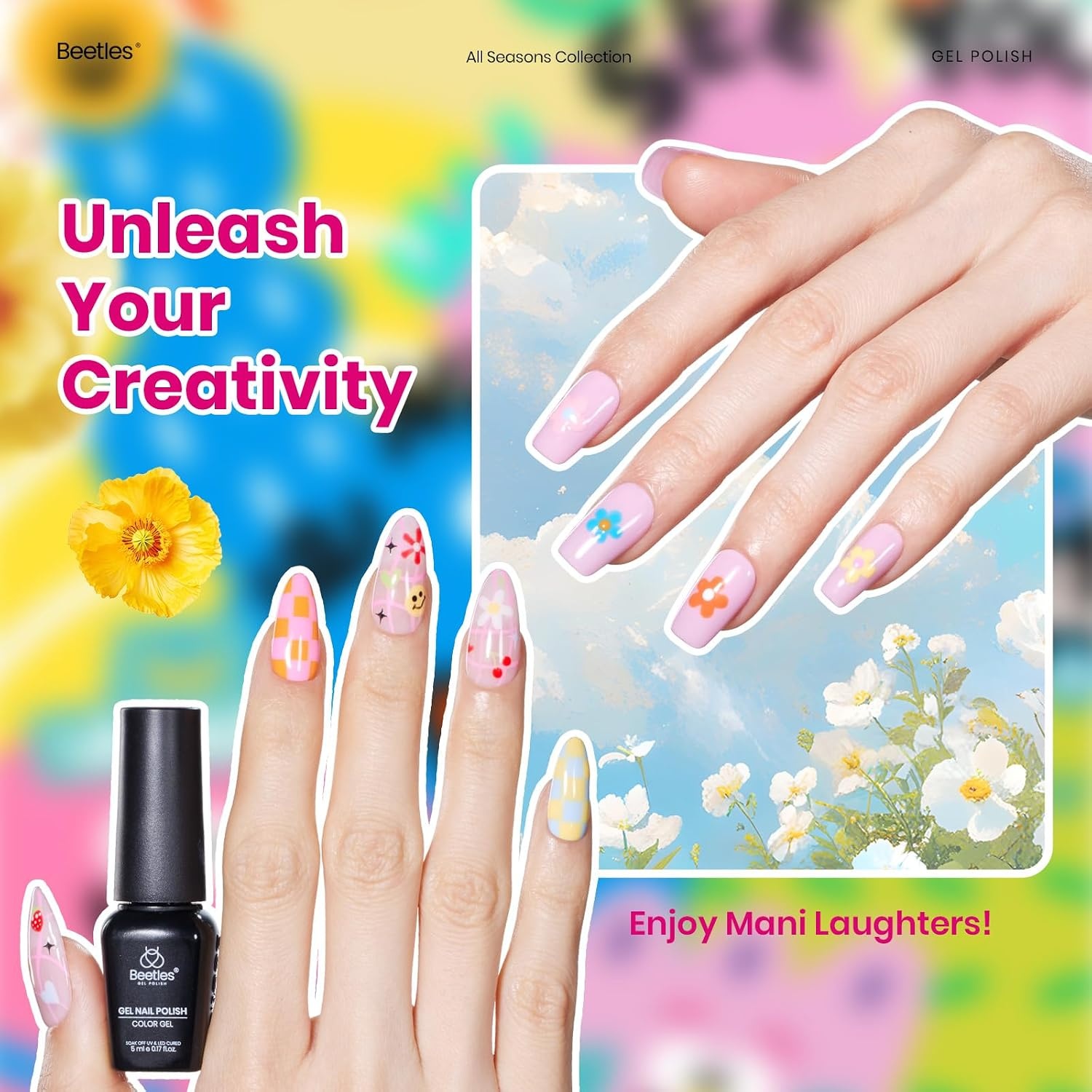 image:imageBeetles Gel Nail Polish Set 44 PCS Brown Nude Burgundy Gel Polish Nails Fairytale Town Collection with 4Pcs Base Glitter Matte Glossy Top Coat Soak off Uv Gel DIY ManicureDoodle Dreams Pastel Gel